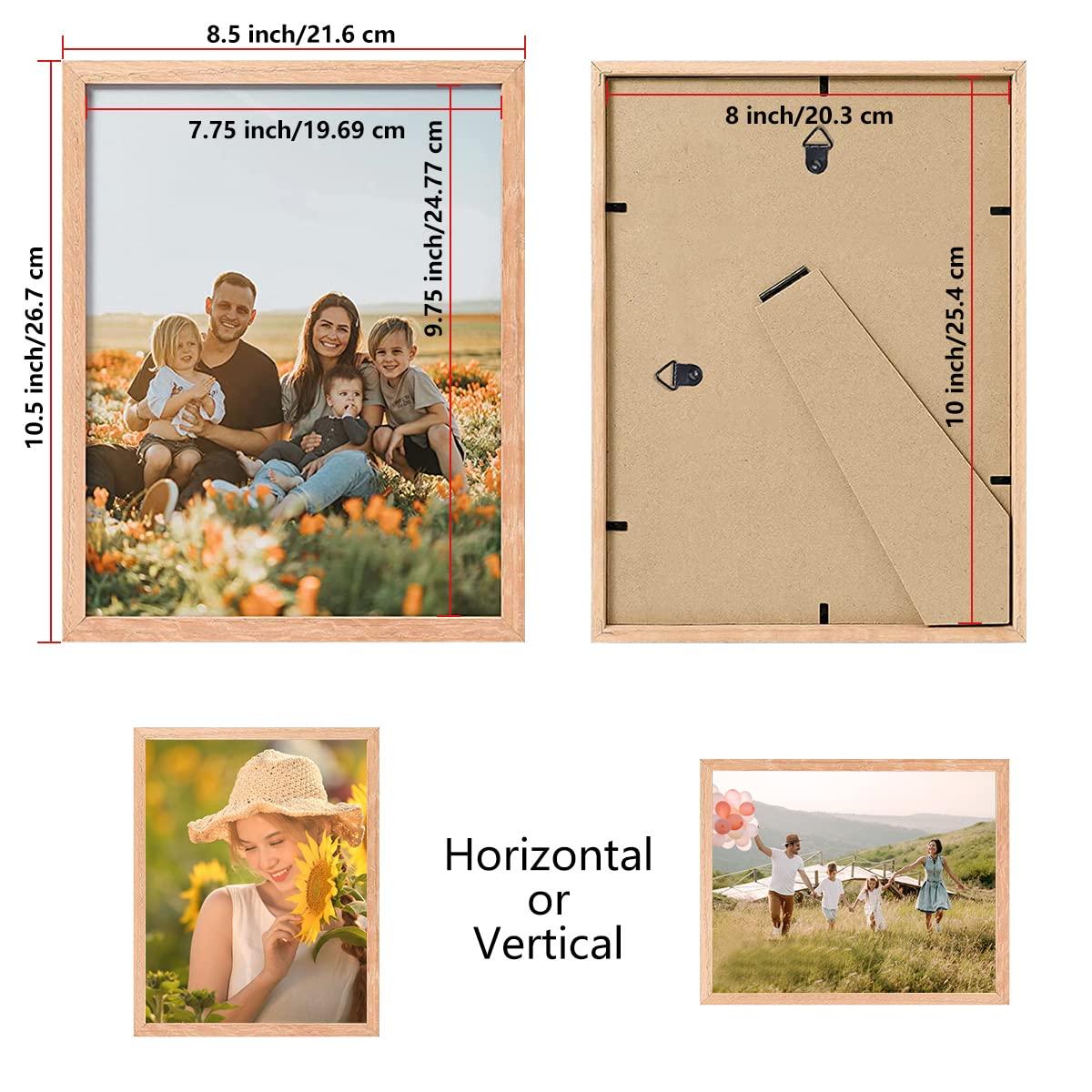 ATOBART 8x10 Set of 2 Oak Wood Picture Frame Solid Wooden Photo Frame Natural Wood Color Frames with Real Glass for Wall Mounting or Tabletop Living Room Bedroom Home Decor