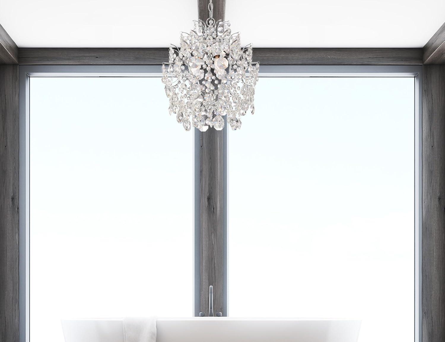 Elegant Chrome Mini Chandelier with Crystal Accents, 3-Light