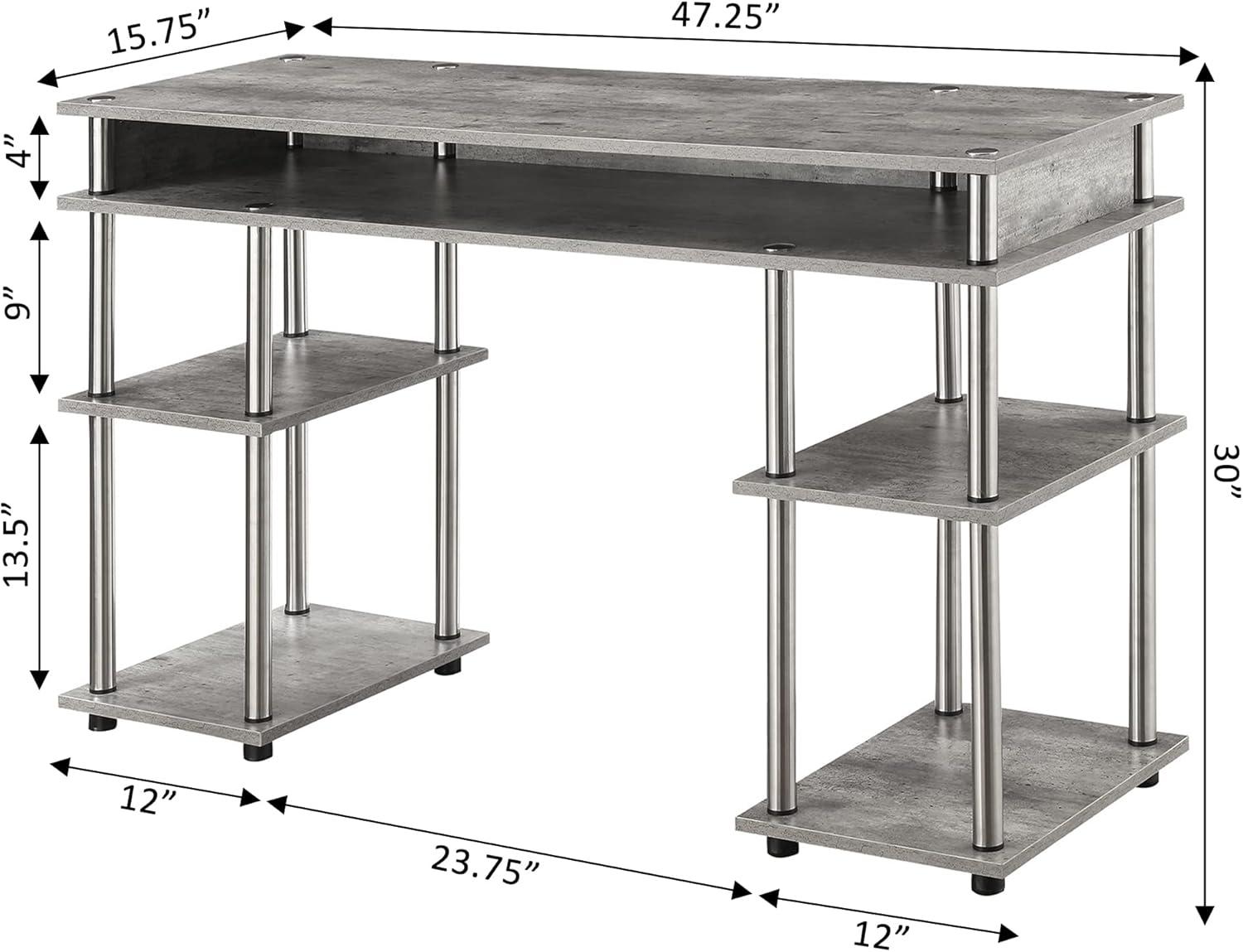 Convenience Concepts Designs2Go 30" Tall No Tools Student Desk with Shelves, Faux Birch