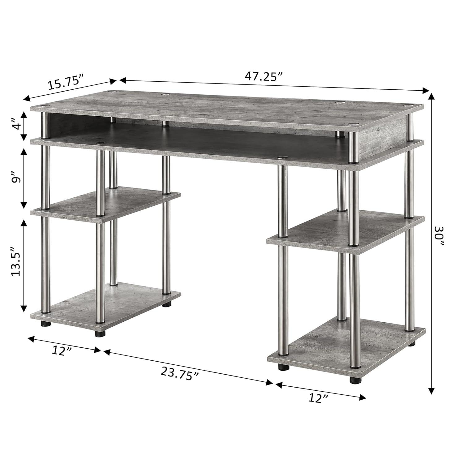 Convenience Concepts Designs2Go 30" Tall No Tools Student Desk with Shelves, Faux Birch