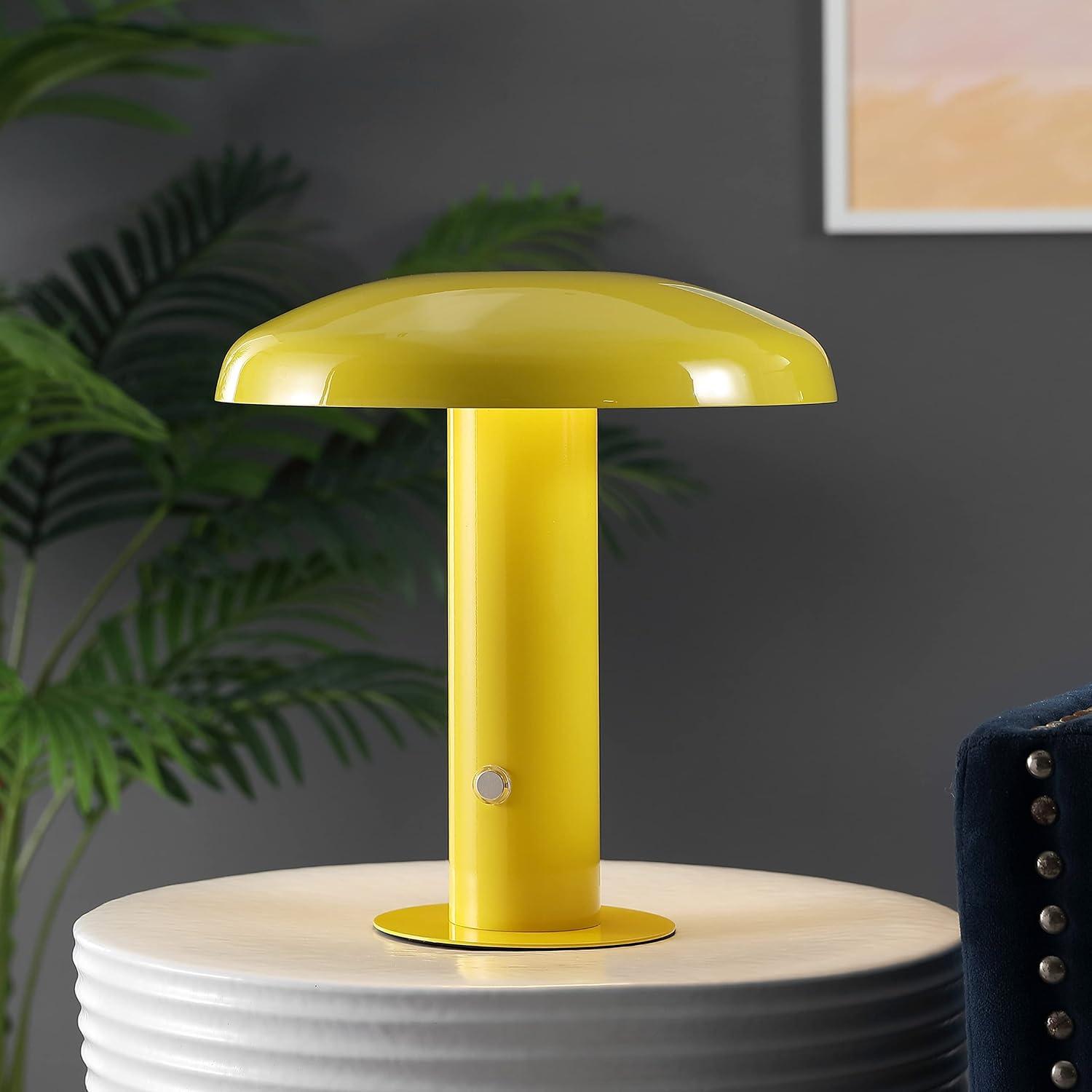 Suillius 11" Satin Yellow Cordless Metal Dome Table Lamp