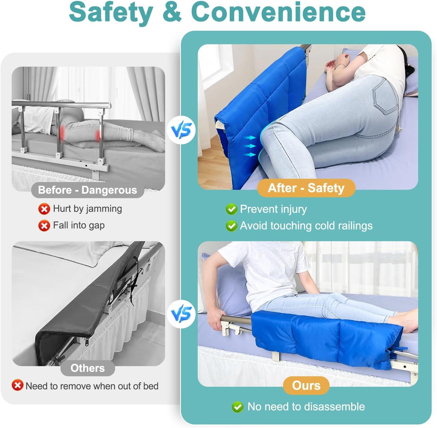 Bed Rail Covers for Hospital Bed Elderly Adults Bumper Seniors Guard Rail Bumpers Pads Bed Protector Side Padded Cover Bed Rail Padding Rails Not Included, Padded Cover Only (32x12inch, 2 PCS)