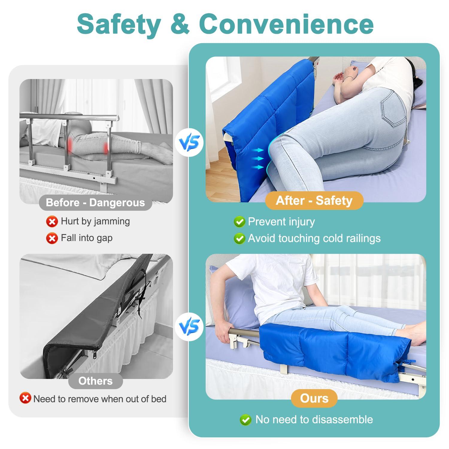 Bed Rail Covers for Hospital Bed Elderly Adults Bumper Seniors Guard Rail Bumpers Pads Bed Protector Side Padded Cover Bed Rail Padding Rails Not Included, Padded Cover Only (32x12inch, 2 PCS)