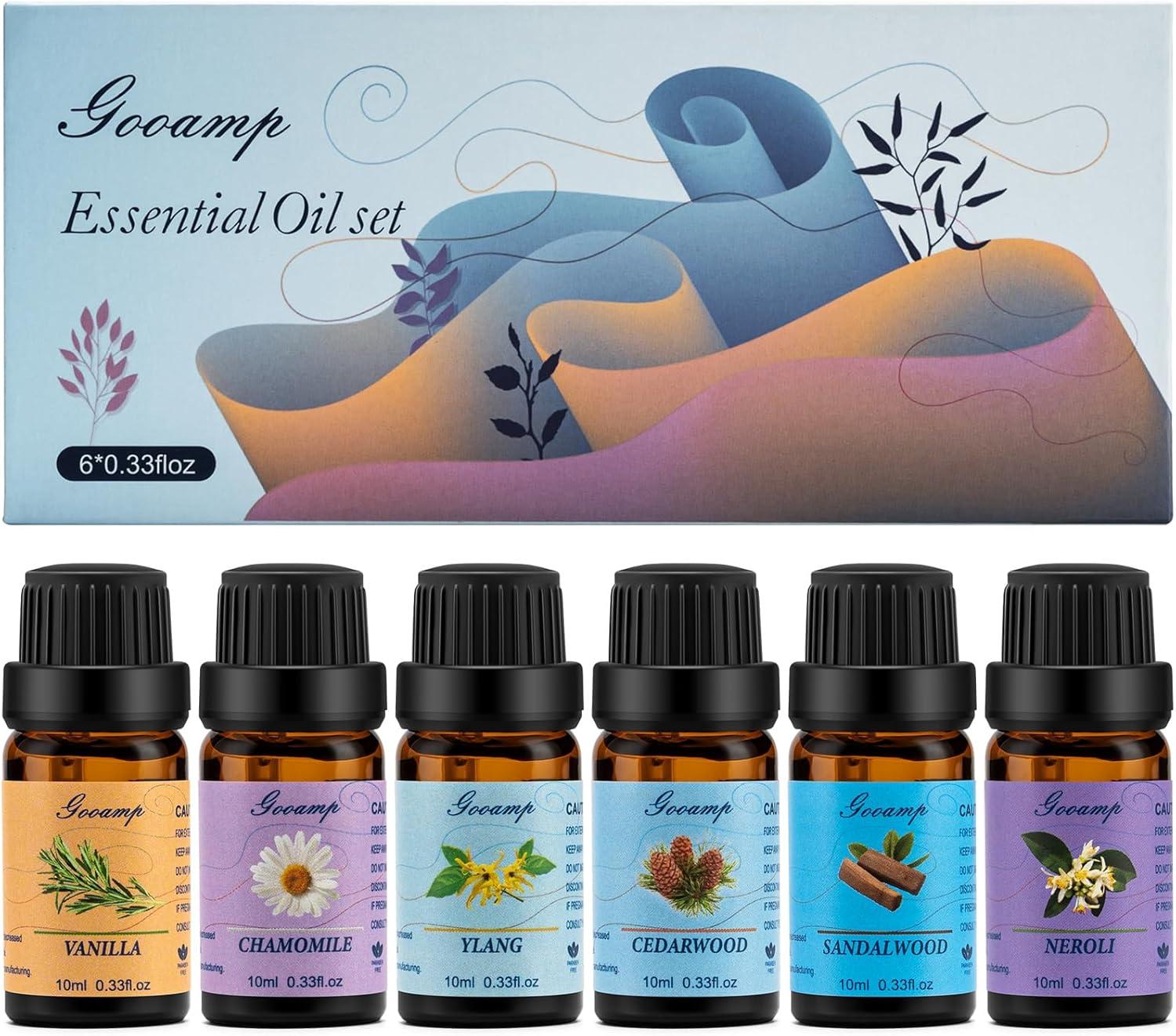 Essential Oils Set - Top 6 Blends for Diffusers, Home Care, Candle Making Scents, Fragrance, Aromatherapy, Humidifiers, Gifts - Peppermint, Tea Tree, Lavender, Eucalyptus, Lemongrass, Orange (10mL)