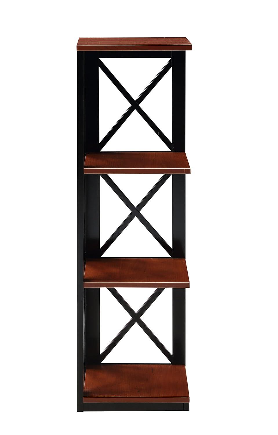3 Tier Corner Bookcase, Cherry / Black
