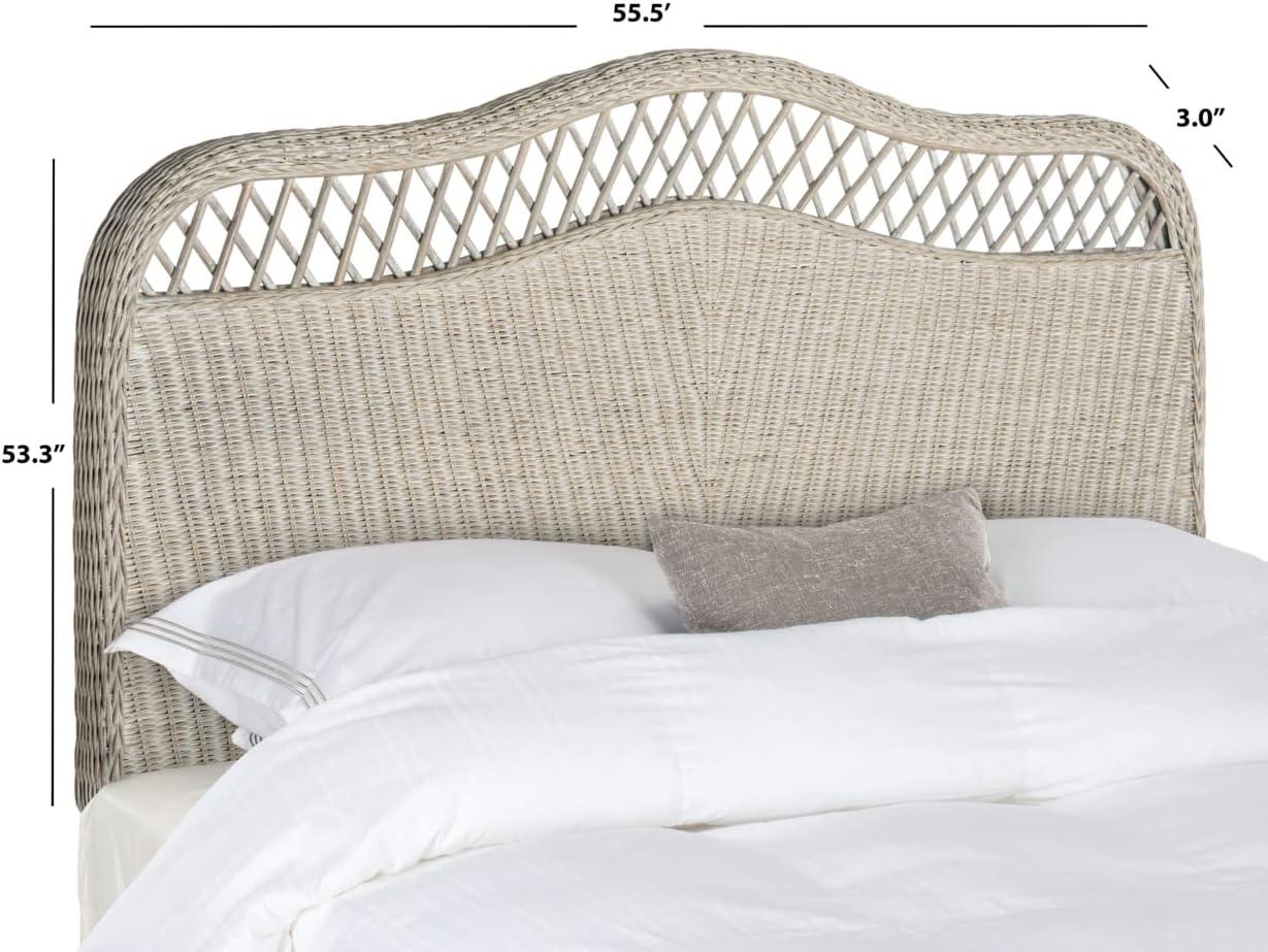 SAFAVIEH Sephina Rustic Coastal Rattan Headboard, Queen, Antique Grey
