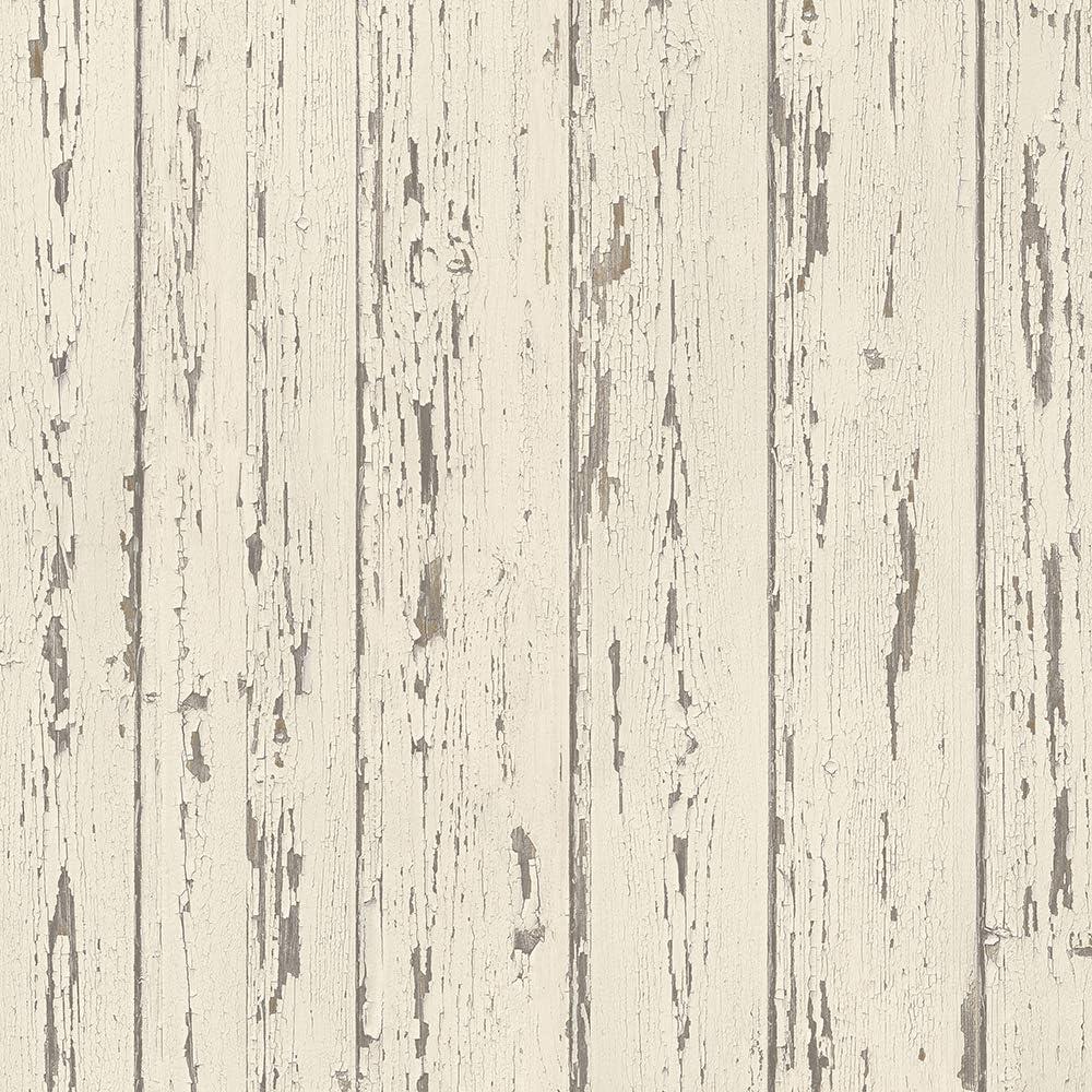 Cream and Brown Weathered Wood Shiplap Vinyl Wallpaper Roll