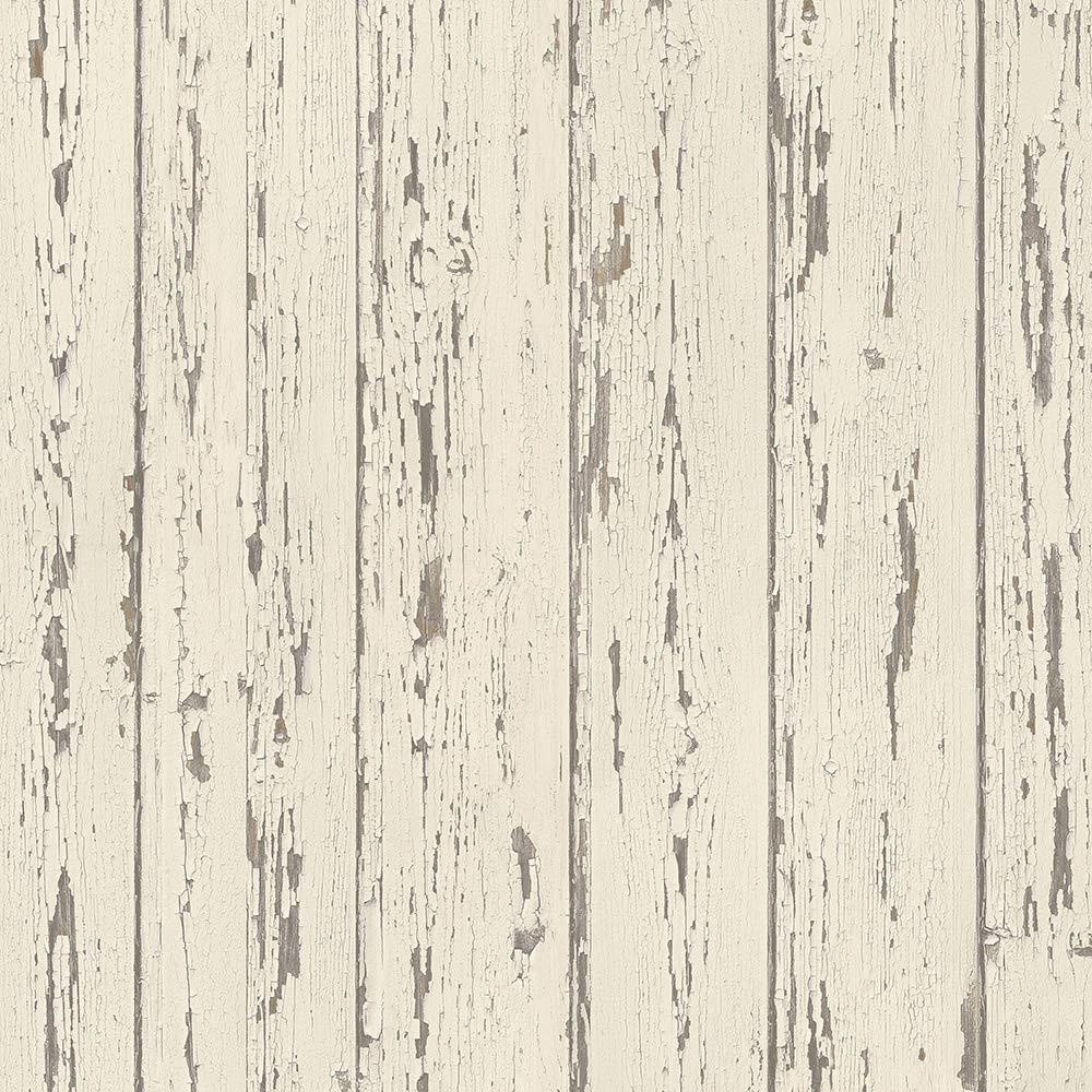 Cream and Brown Weathered Wood Shiplap Vinyl Wallpaper Roll