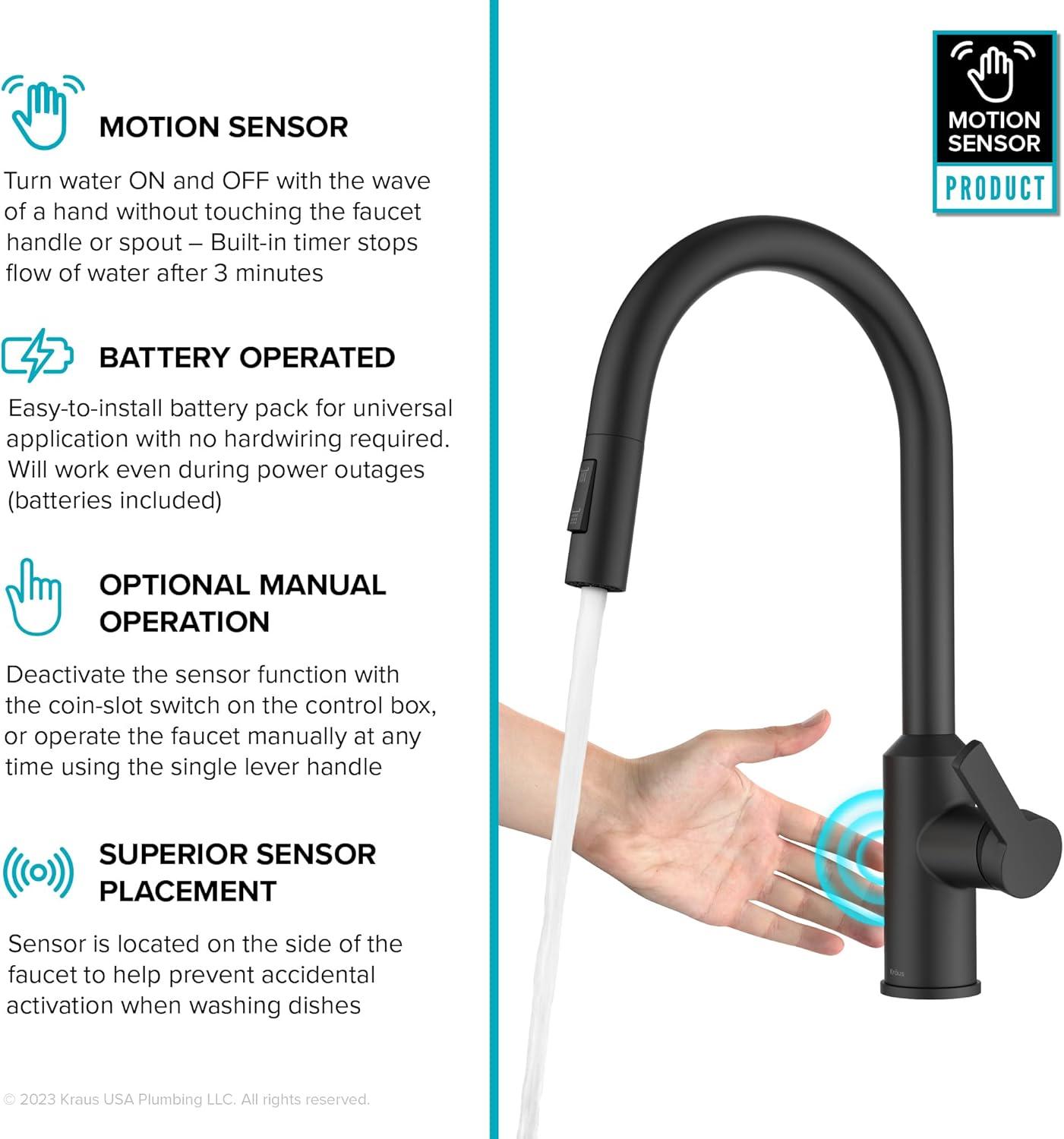 KRAUS Oletto Touchless Sensor Pull-Down Single Handle Kitchen Faucet