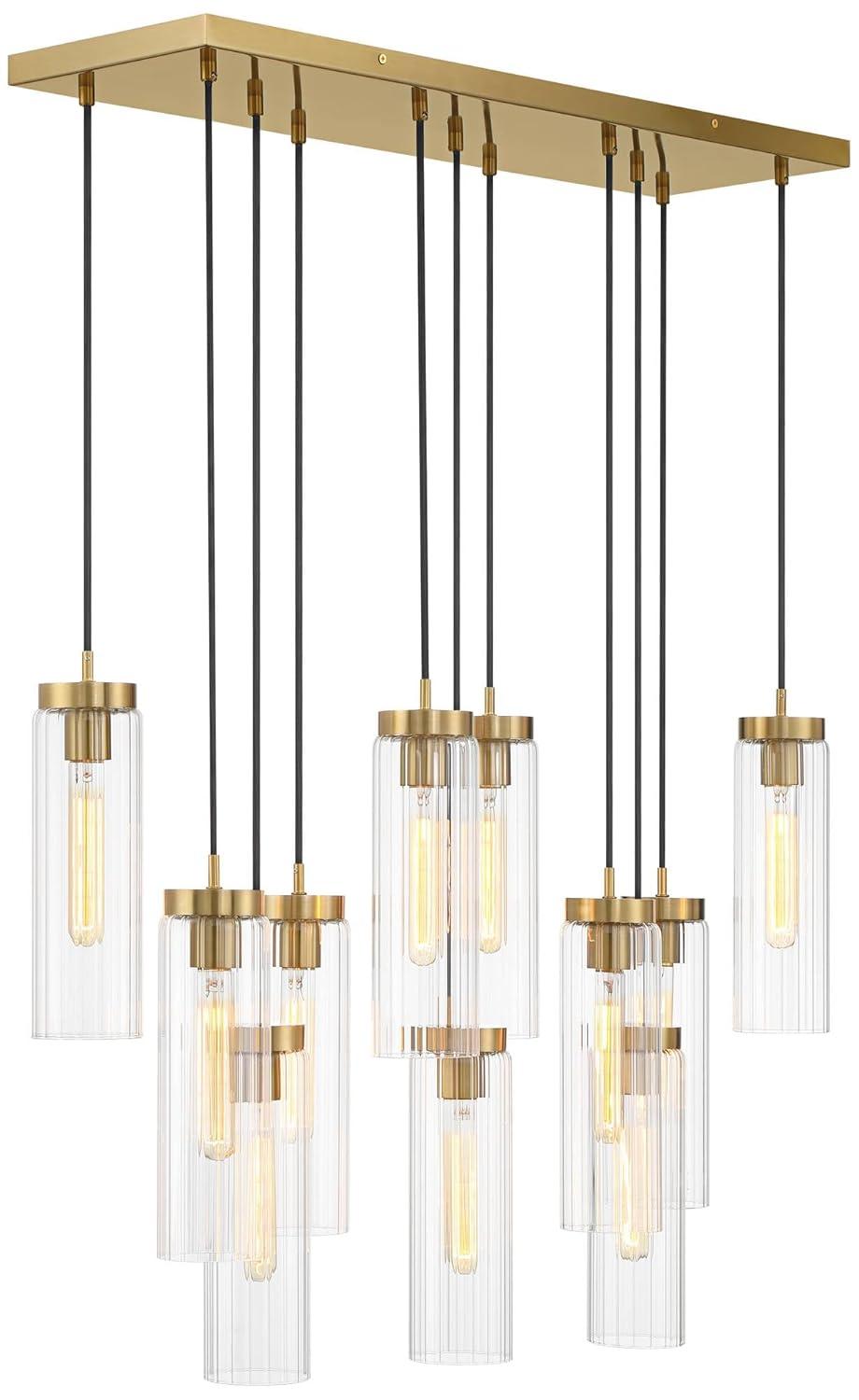 Possini Euro Design Marika 32" Modern Pendant Chandelier Ceiling Light Fixture Dining Room Over Table Kitchen Island Multi-Light Soft Gold Finish