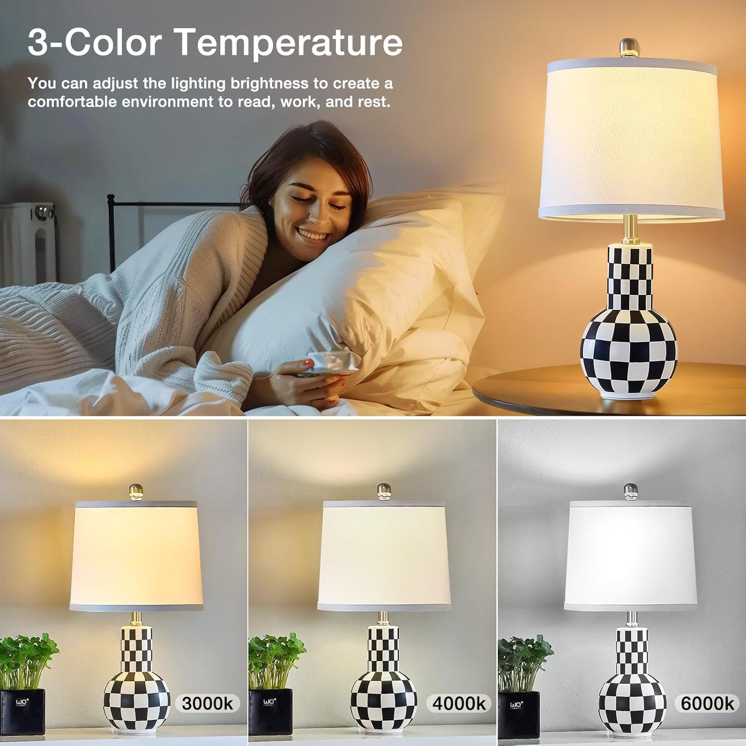 Ebern Designs Sighwarth 21" Ceramic Table Lamp for Bedroom 3-Color Temperature Modern Desk Lamps for Nightstand Living Room Bedside Lamp End Table Lamps (Set of 2)