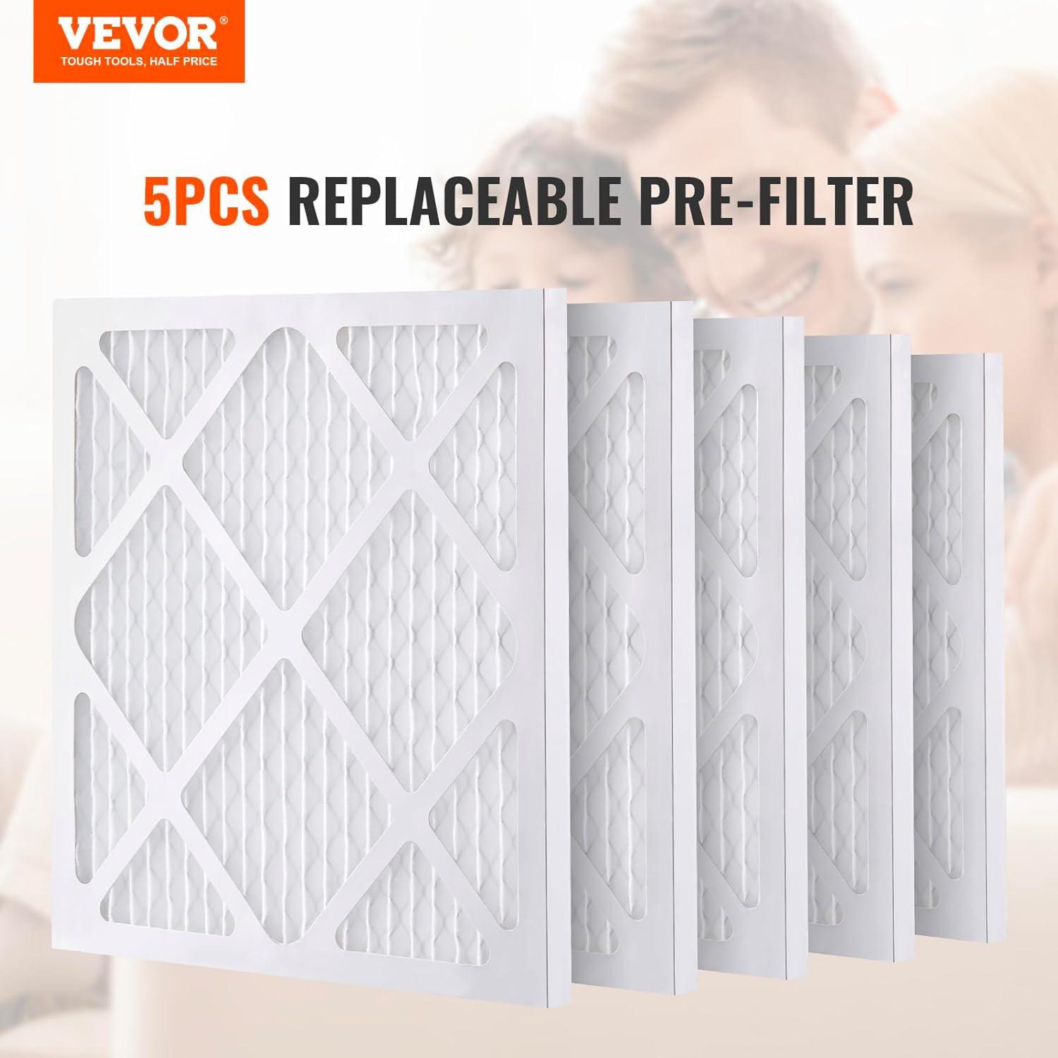 15.75'' White High-Efficiency Air Purifier Pre-Filters, 5 Pack