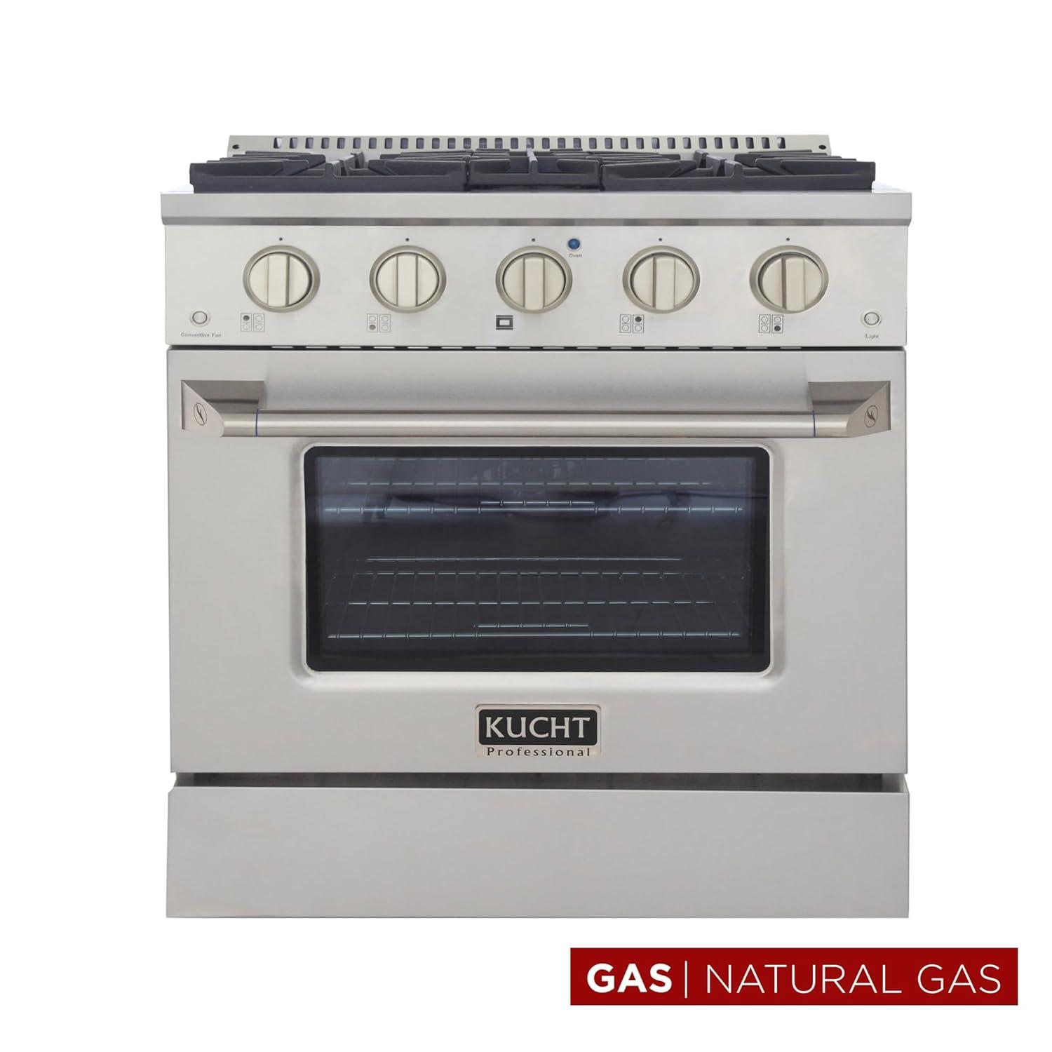 Kucht Professional 30" Modern Stainless Steel Natural Gas Range in White/Silver