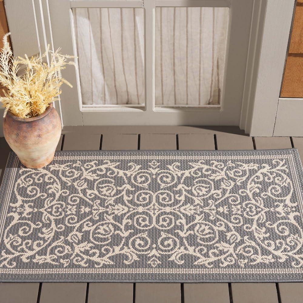 Courtyard CY2098 Power Loomed Indoor and Outdoor Accent Rug - Grey/Natural - 2'x3'7" - Safavieh