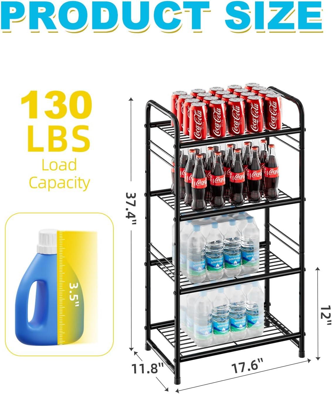 Rebrilliant 3 Tier Wire Shelves For Storage Rack Outdoor Indoor Waterproof, Stackable Metal 17.7-Inch Bathroom Organizer Shelf Stand, Perfect For Kitchen, Black