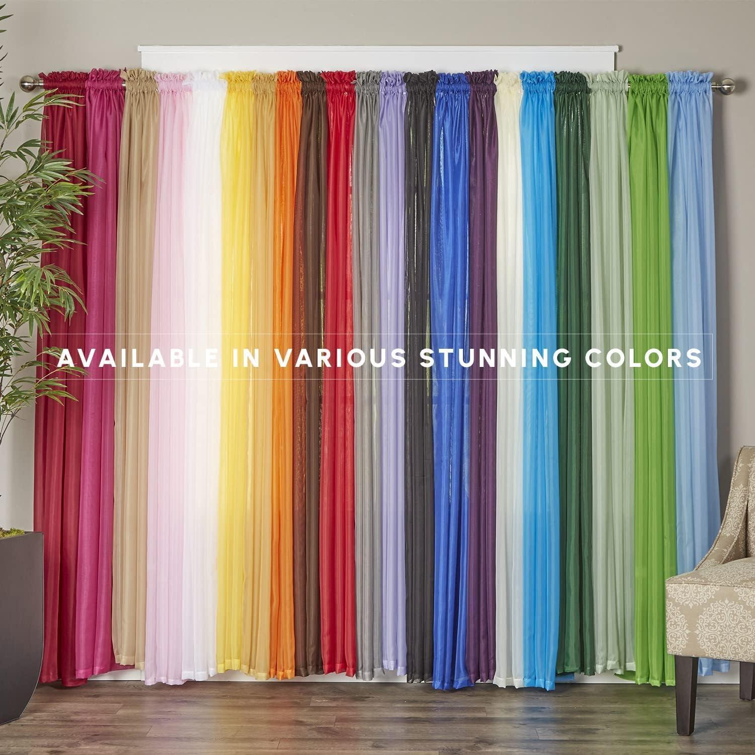 2-Piece Multipurpose Solid Colored Drapes, Sheer Window Curtains with 2 inch Rod Pocket, 60 X 84 inches, Lavender