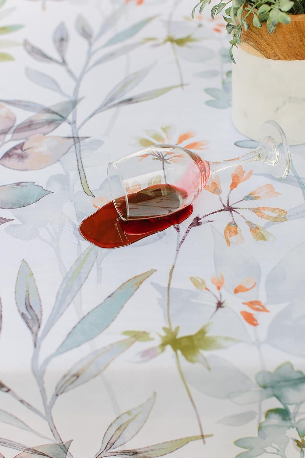 Benson Mills Spillproof Spring/Summer Durable Heavyweight Fabric Indoor Outdoor Tablecloth, Washable Table Cloth for Rectangle Tables, Picnic/Patio Table Covers (60" x 104" Rectangular, Botanica)