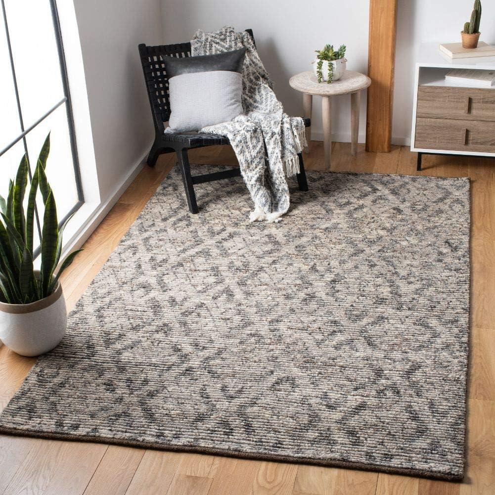 Gray Hand-Knotted Wool 4' x 6' Rectangular Rug