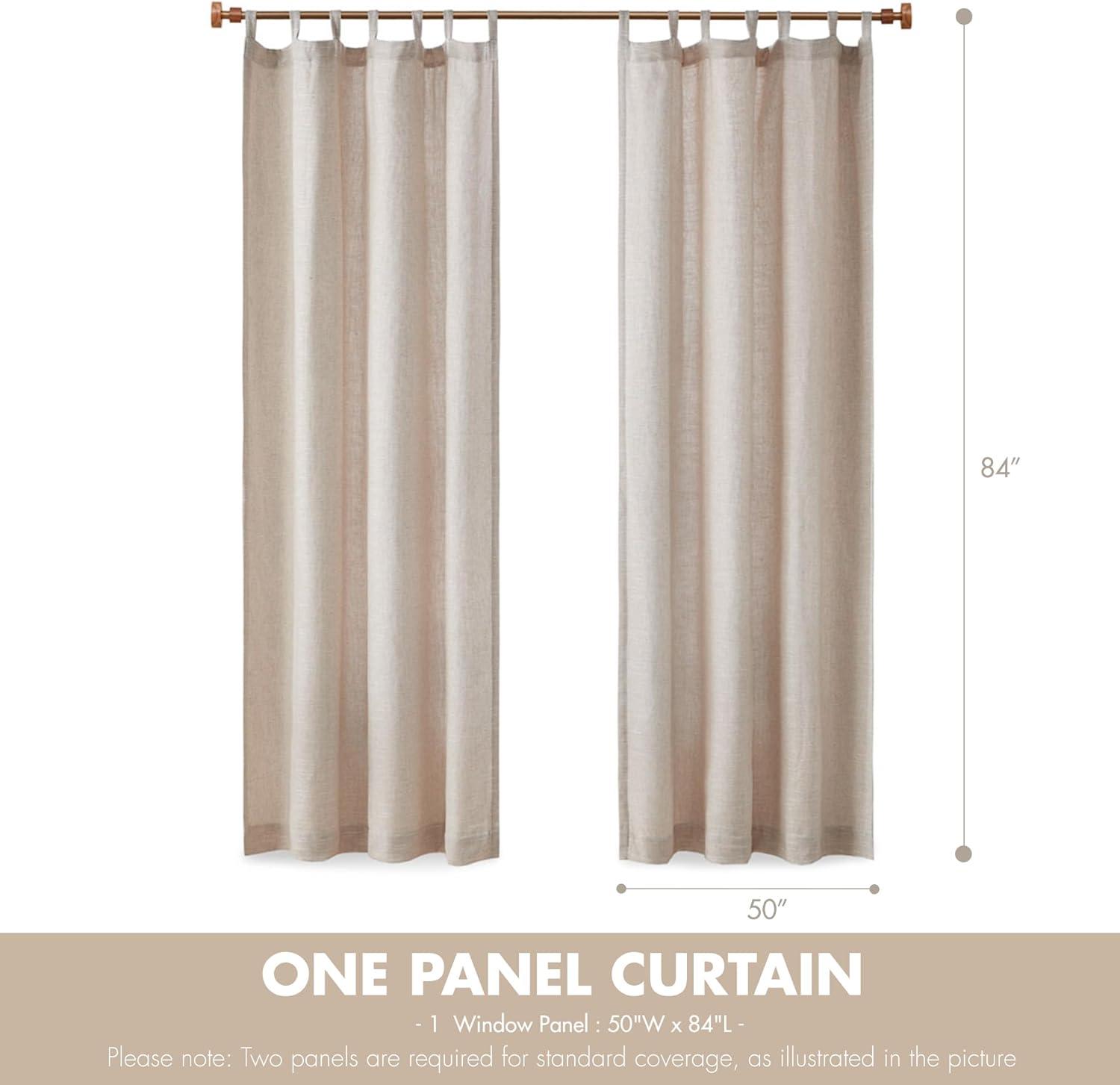 Natural Faux Linen Tab Top Light-Filtering Drapes