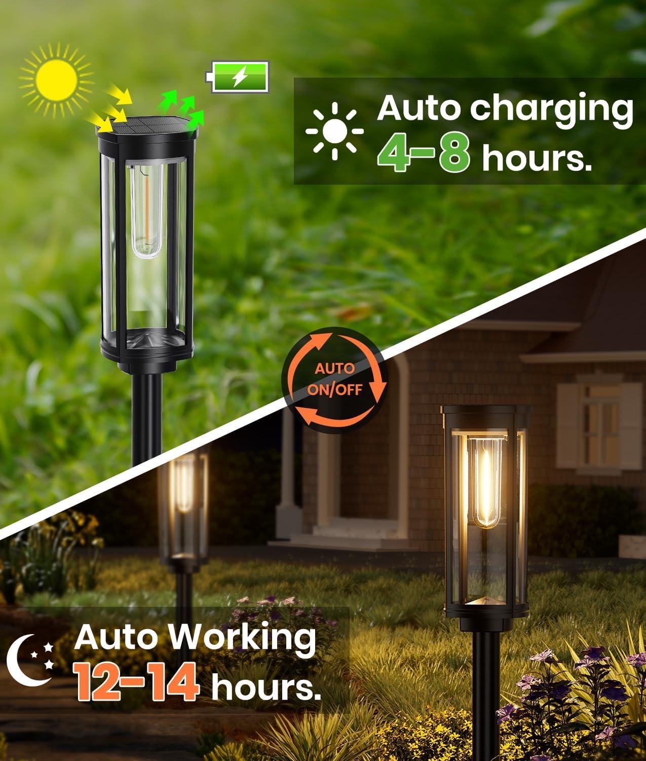 LETMY Solar Powered Integrated LED Pathway Light Pack (Set of 6)
