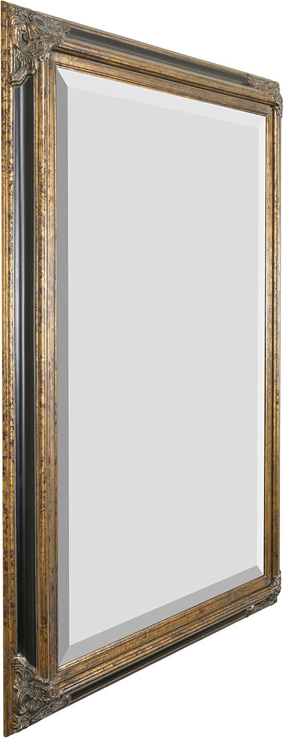 Grand Victorian Antique Gold and Black Full Length Mirror