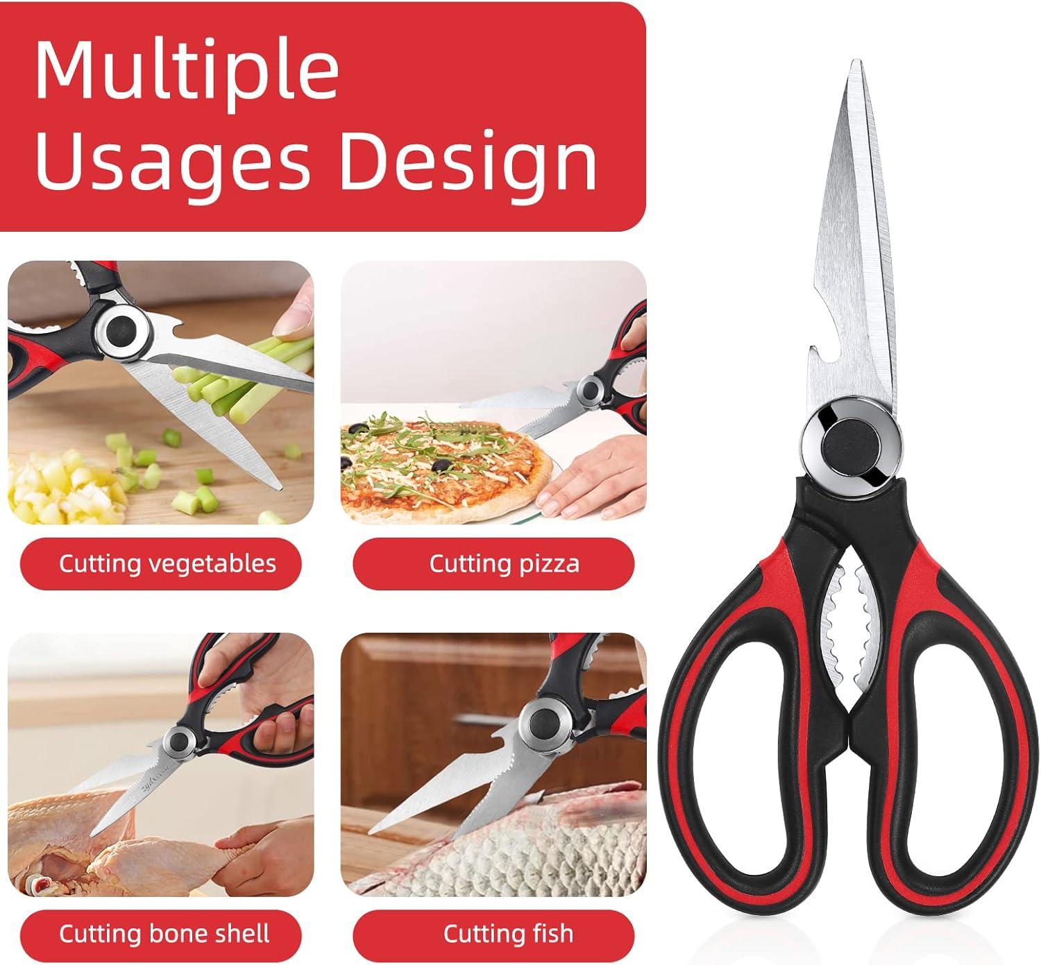 Kitchen Scissor For General Use 2-Packs,Heavy Duty Kitchen Raptor Meat Shears,Dishwasher Safe Cooking Scissors, Stainless Steel Multi-function Scissors For Food,Chicken,Poultry, Fish, Pizza
