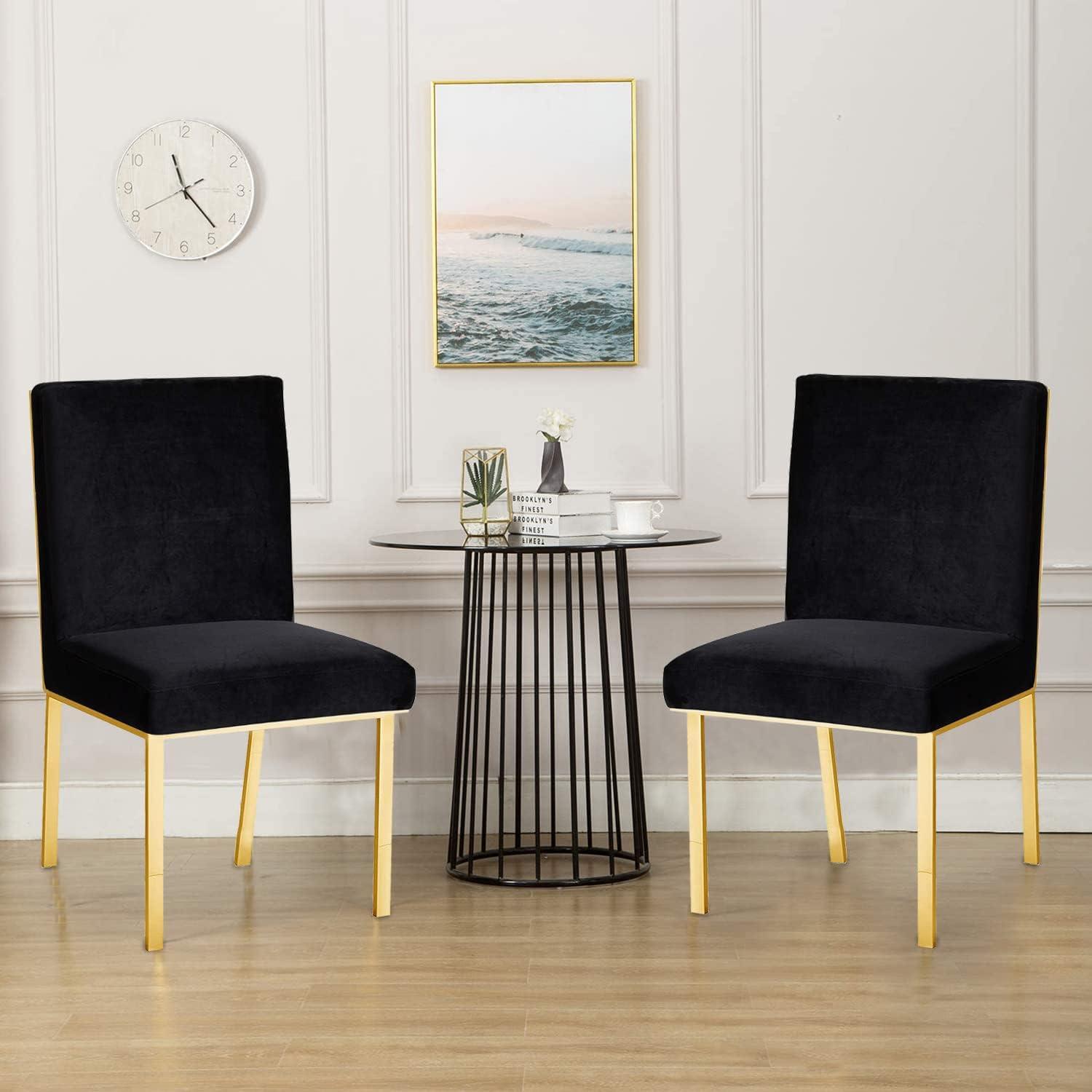 Opal Black Velvet Dining Chair with Gold Metal Frame