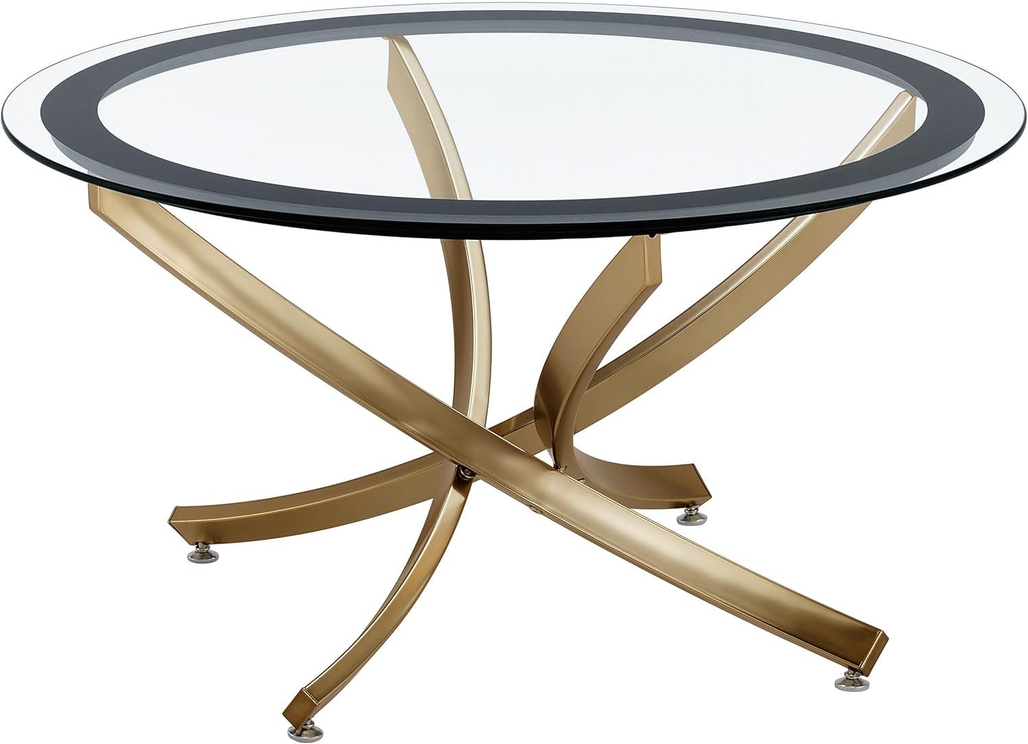 Coaster Brooke Round Glass Top Coffee Table Metal Base Brass