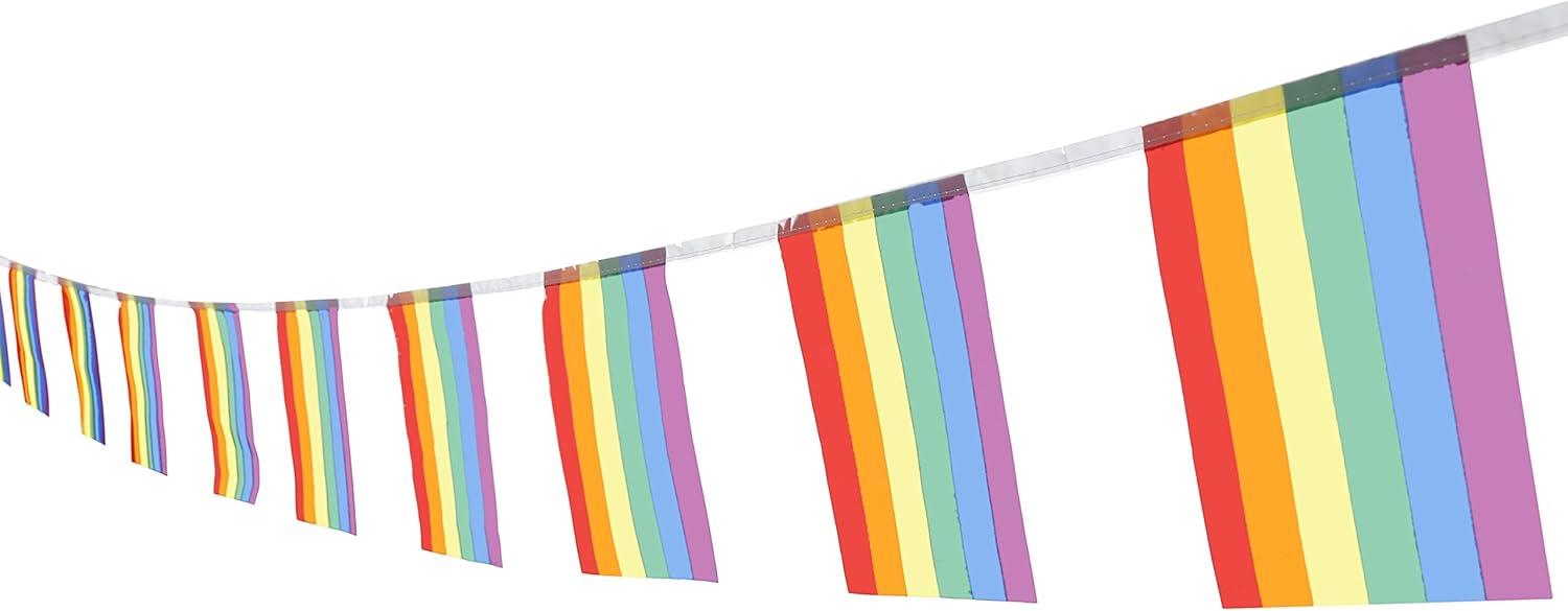 Rainbow Pride Flag,100Feet/76Pcs Rainbow Festival Decoration Pennant Flags Banner,Party Decorations Supplies for Decoration,Rainbow Holiday Decoration.