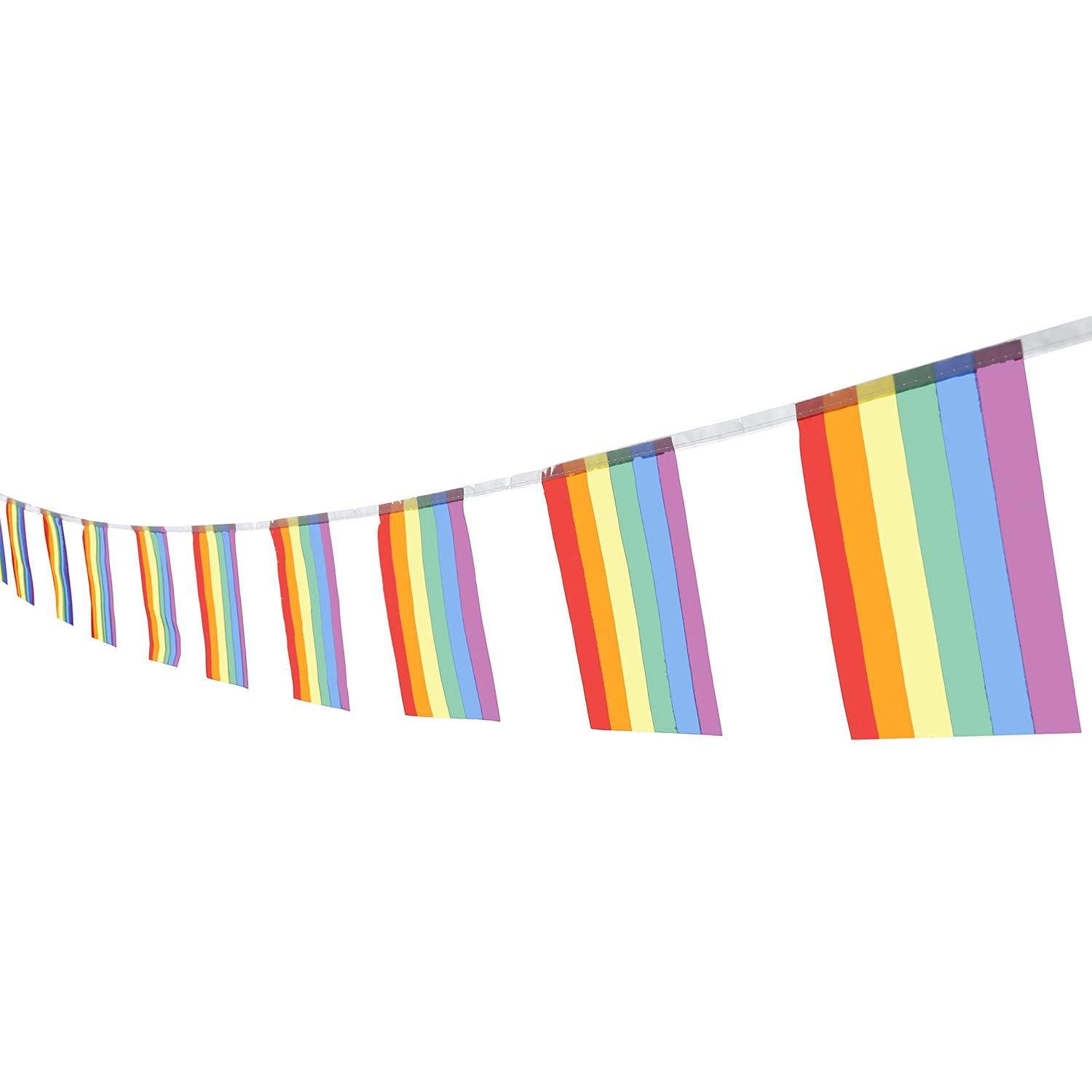 Rainbow Pride Flag,100Feet/76Pcs Rainbow Festival Decoration Pennant Flags Banner,Party Decorations Supplies for Decoration,Rainbow Holiday Decoration.