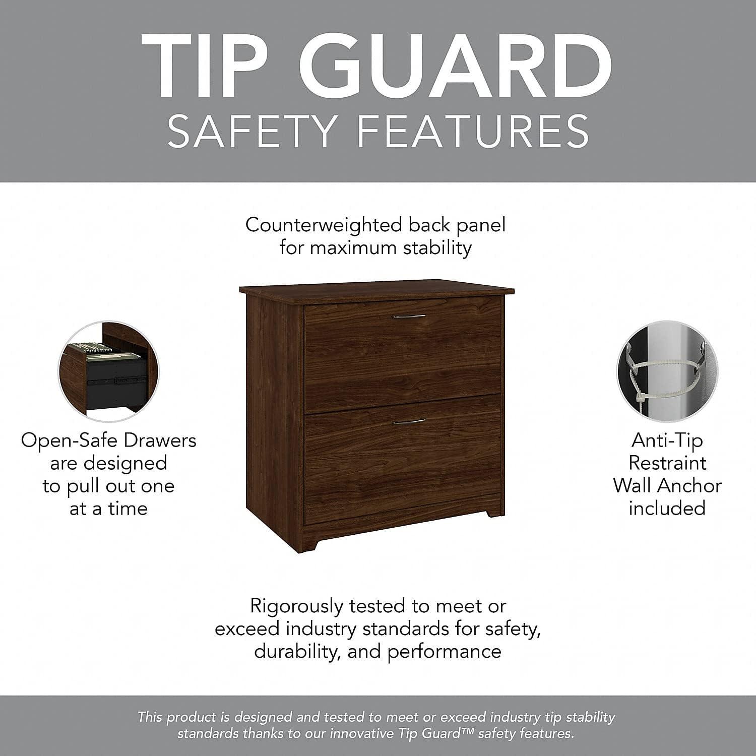 Cabot L Desk with Hutch & File Cabinet in Modern Walnut - Engineered Wood