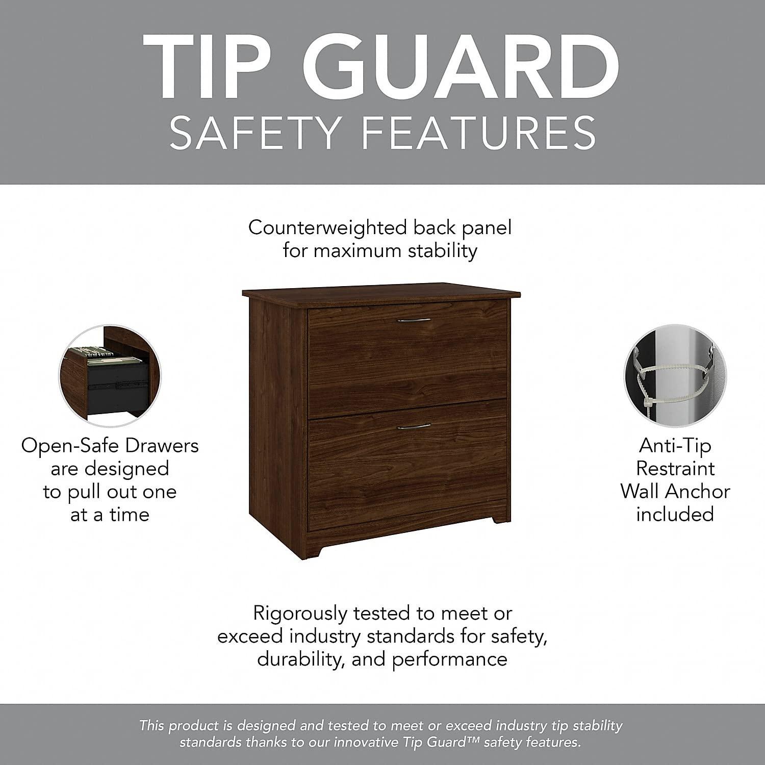 Cabot L Desk with Hutch & File Cabinet in Modern Walnut - Engineered Wood