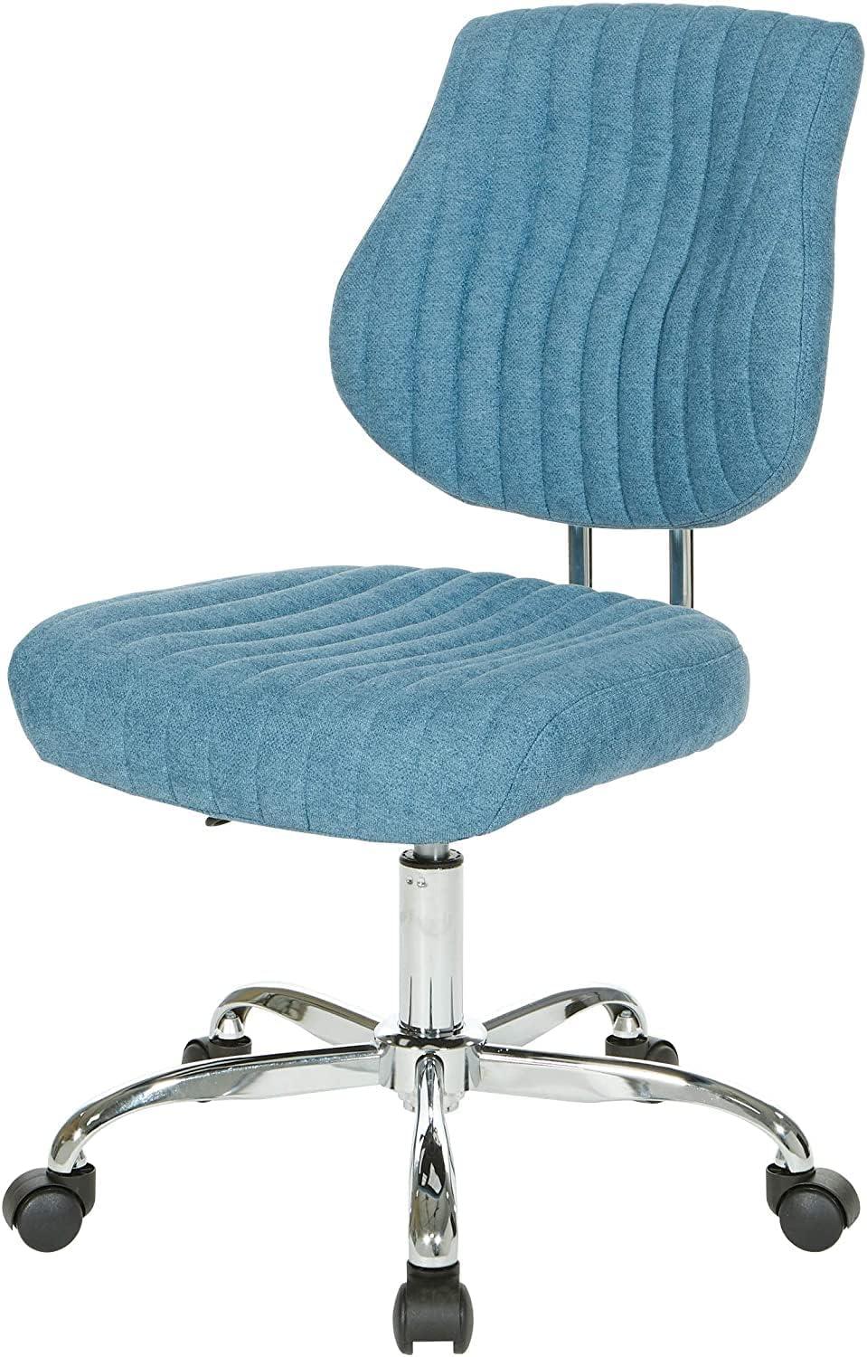 Sunnydale Office Chair in Sky Blue Fabric with Chrome Base