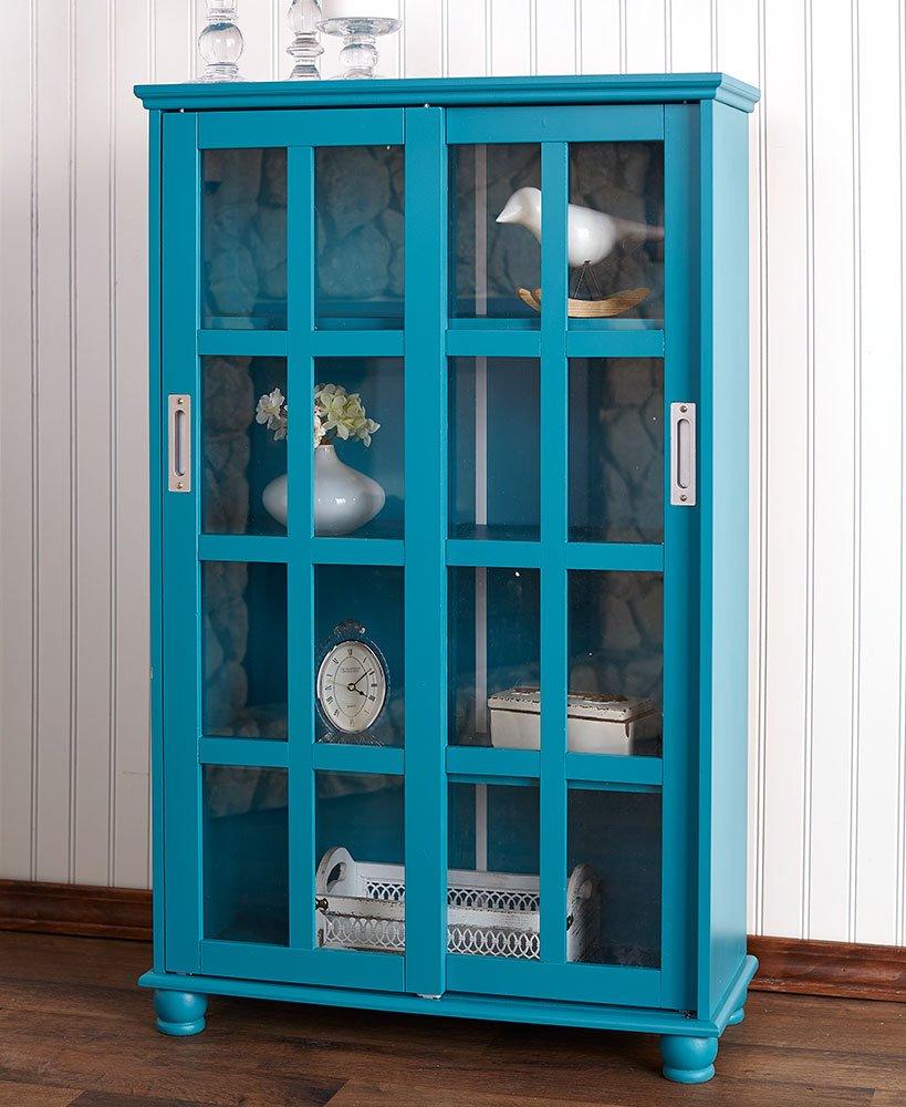 The Lakeside Collection Sliding Glass Door Storage Cabinets - Ocean Blue