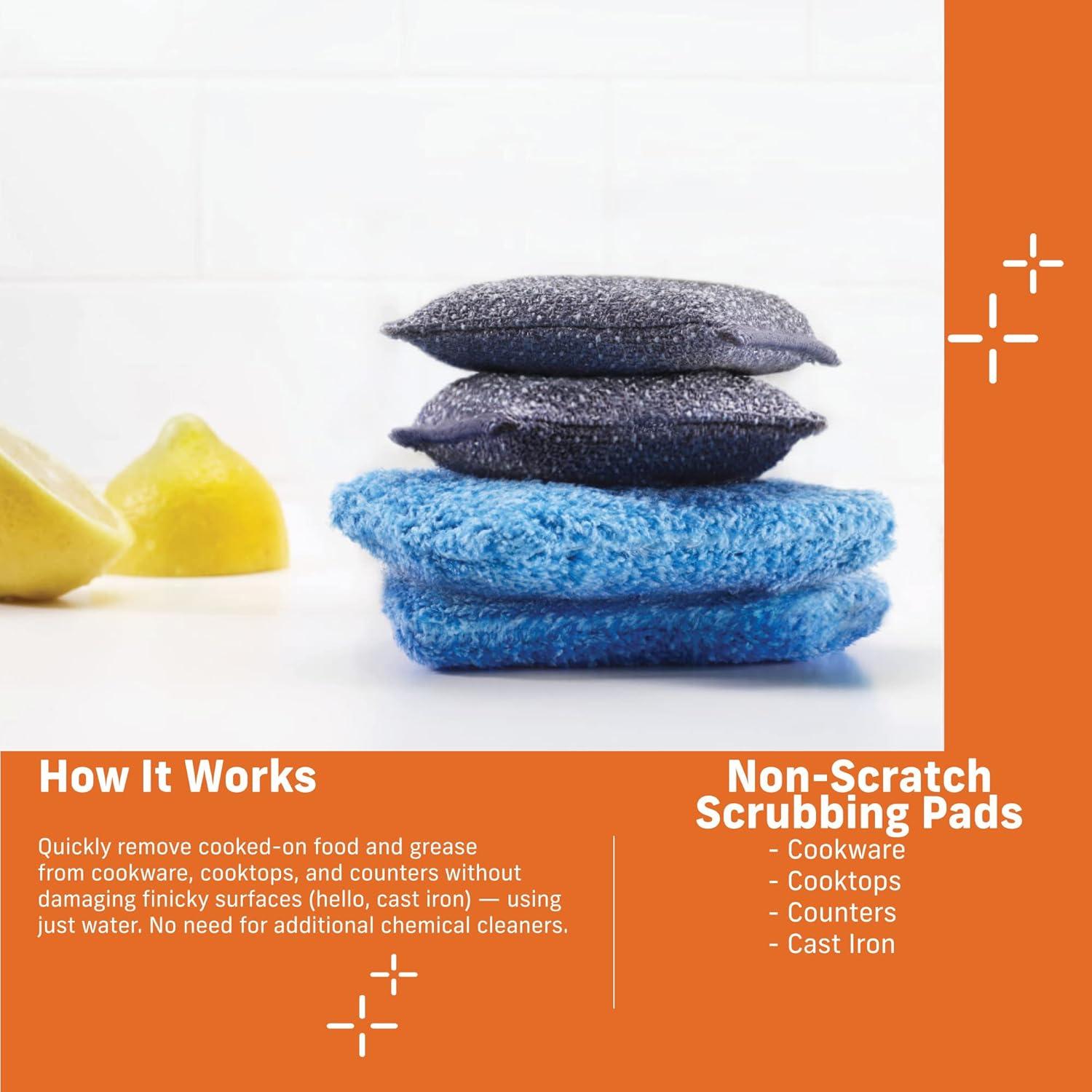 E-Cloth Non-Scratch Scrubbing Pads, Premium Microfiber Dish Scrubber and Kitchen Sponge for Cleaning, 2 Pack