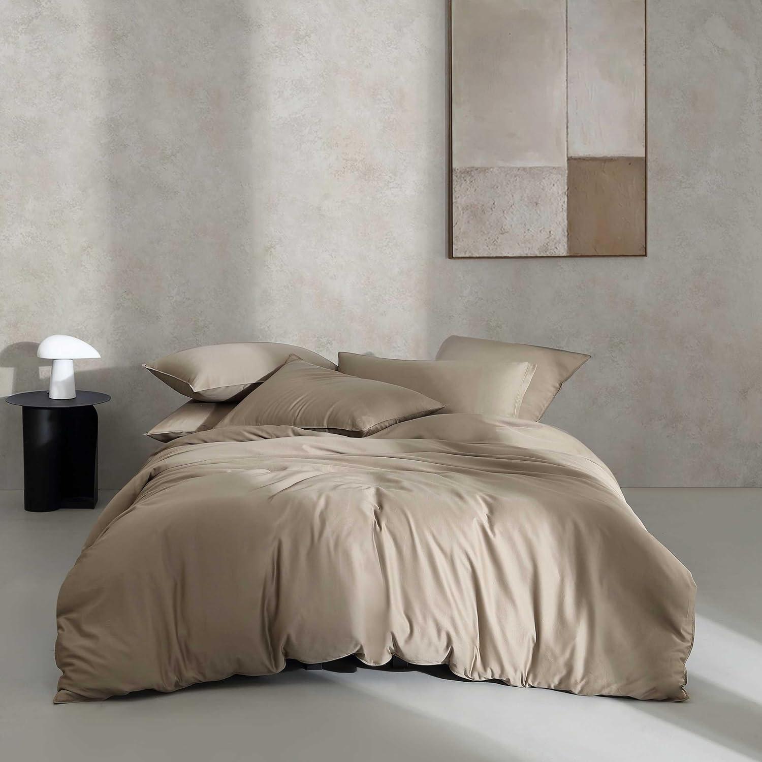 Light Brown Organic Cotton Queen Bedspread Cover Set