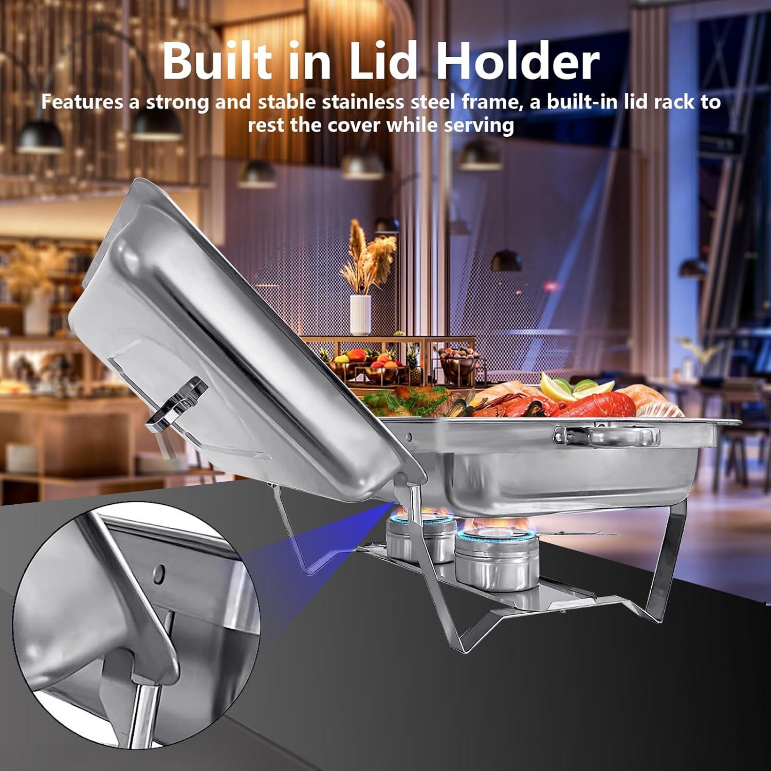 Chafing Dish Buffet Set 4 Pack, 8 QT Food Servers and Warmers Stainless Steel Chafer with Water Pan for Weddings, Parties, Banquets, and Catering