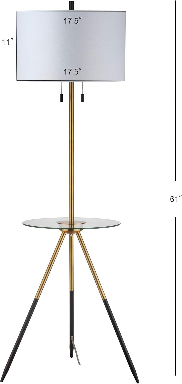 Morrison Floor Lamp Side Table - Brass Gold/Black - Safavieh