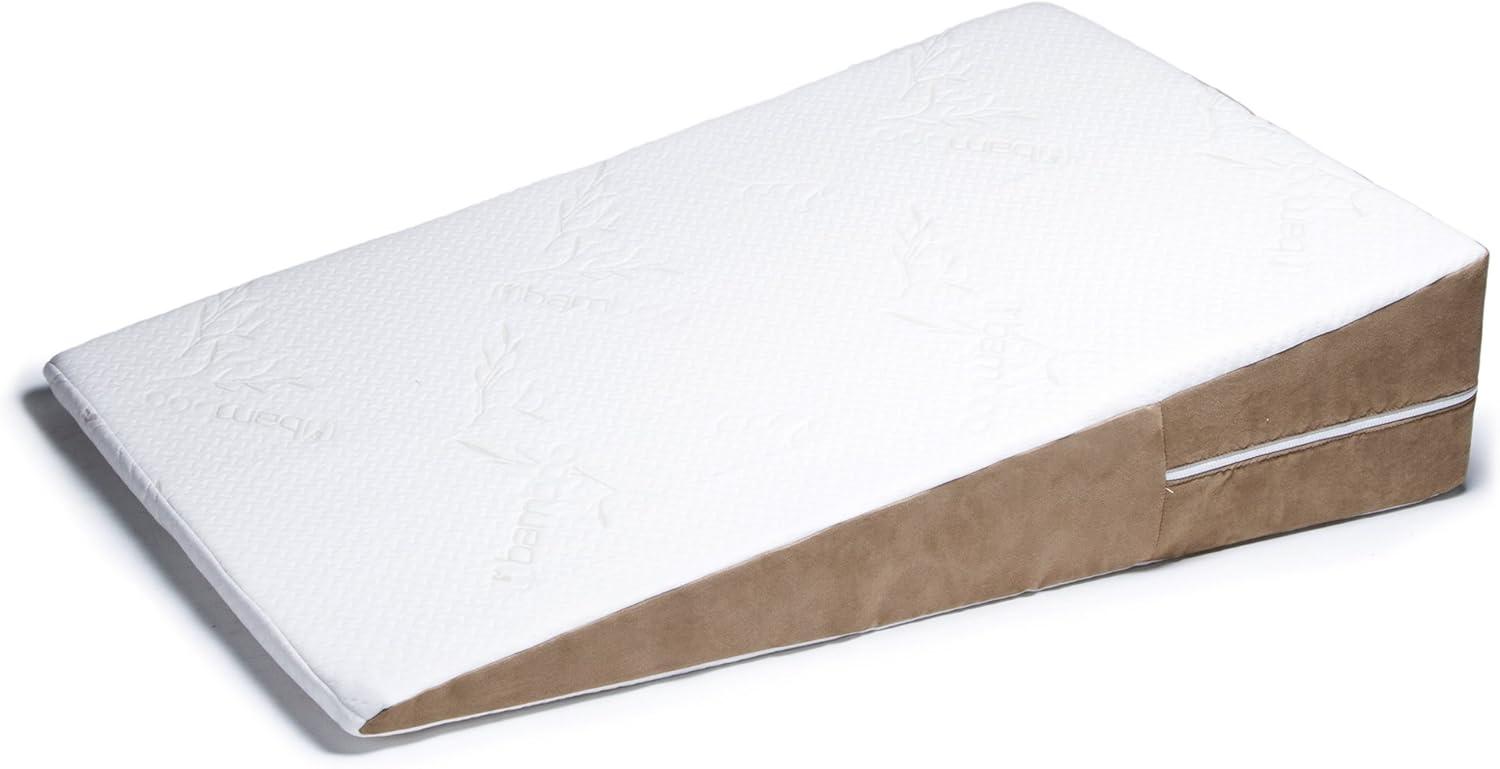Extra Large White and Camel Memory Foam Wedge Pillow