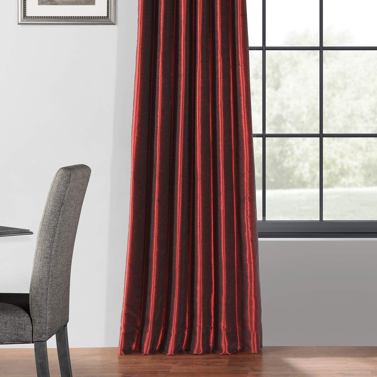 HPD Half Price Drapes Faux Silk Blackout Curtains for Room Decor Vintage Textured (1 Panel), PDCH-KBS5BO-84, Ruby 50 in x 84 in