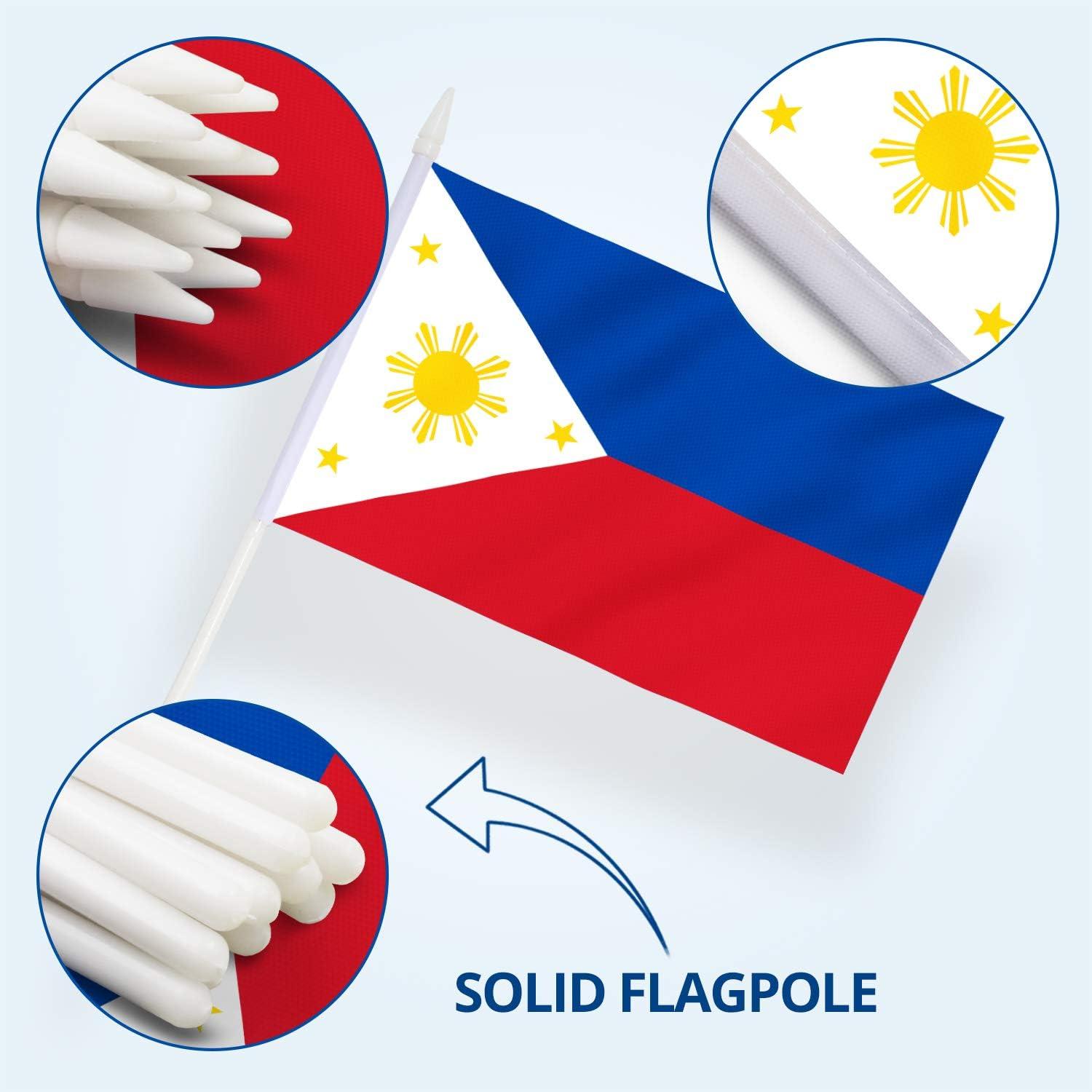 Anley Philippines Mini Flag 12 Pack - Hand Held Small Miniature Philippine Flags 5x8 Inch