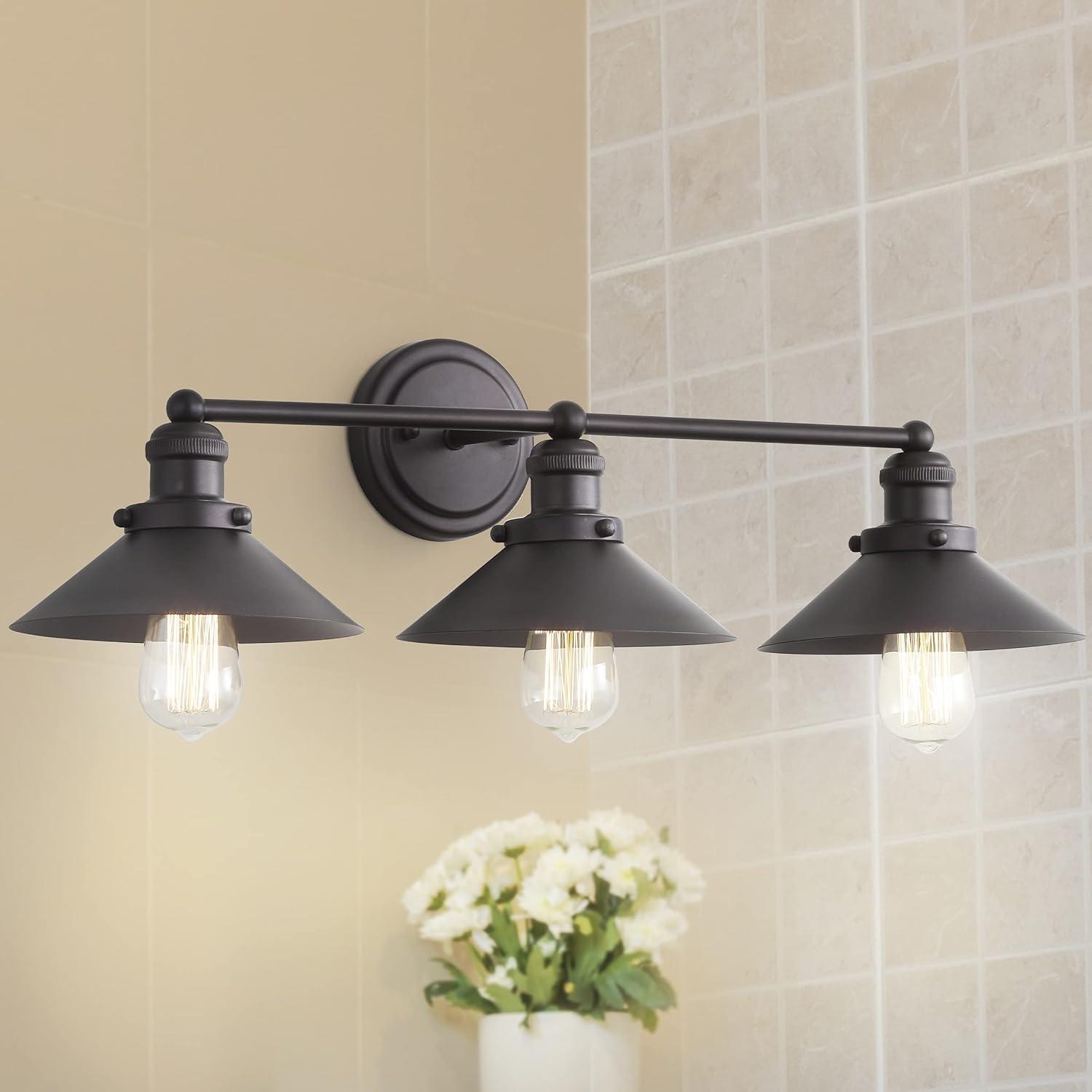 July 26.5" 3-light Metal Vanity Light, Oil Rubbed Bronze