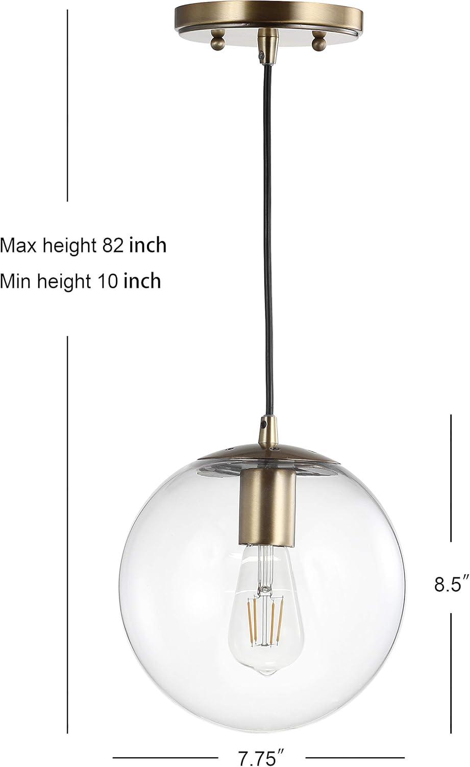 Clear Glass and Brass Globe LED Pendant Light