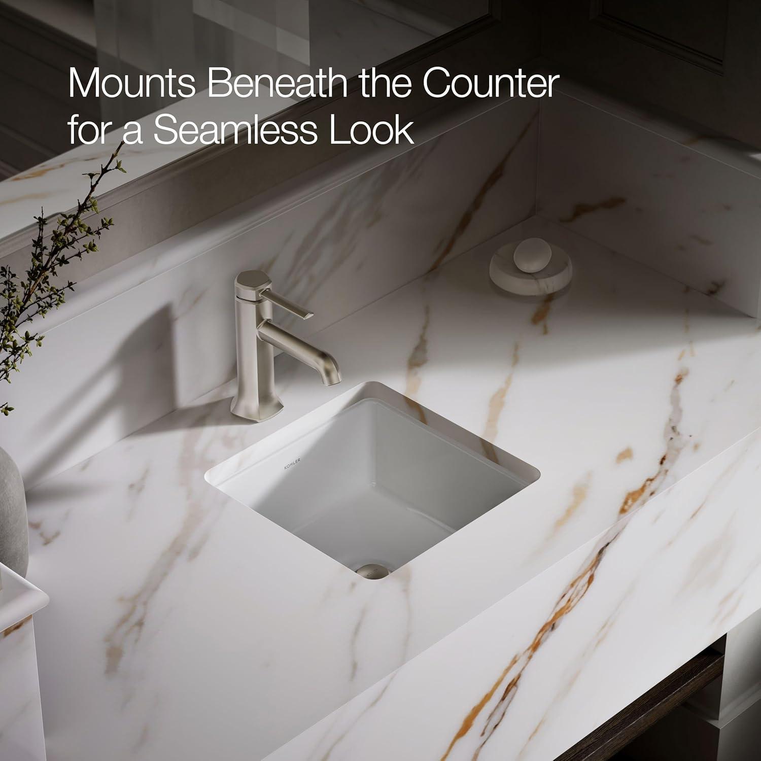 Verticyl Vitreous China Square Undermount Bathroom Sink with Overflow