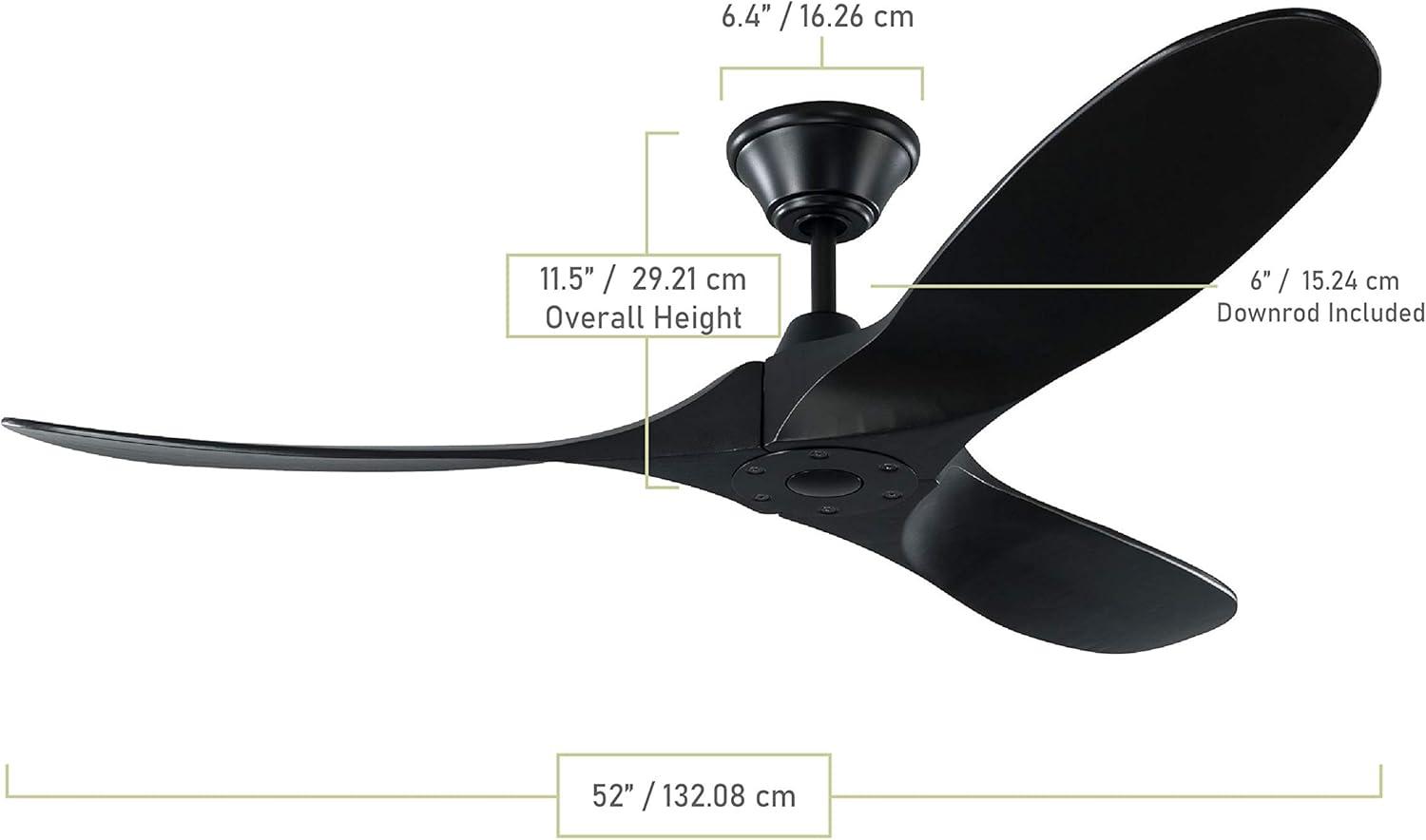 Matte Black 52" Energy Star Outdoor Ceiling Fan with Remote