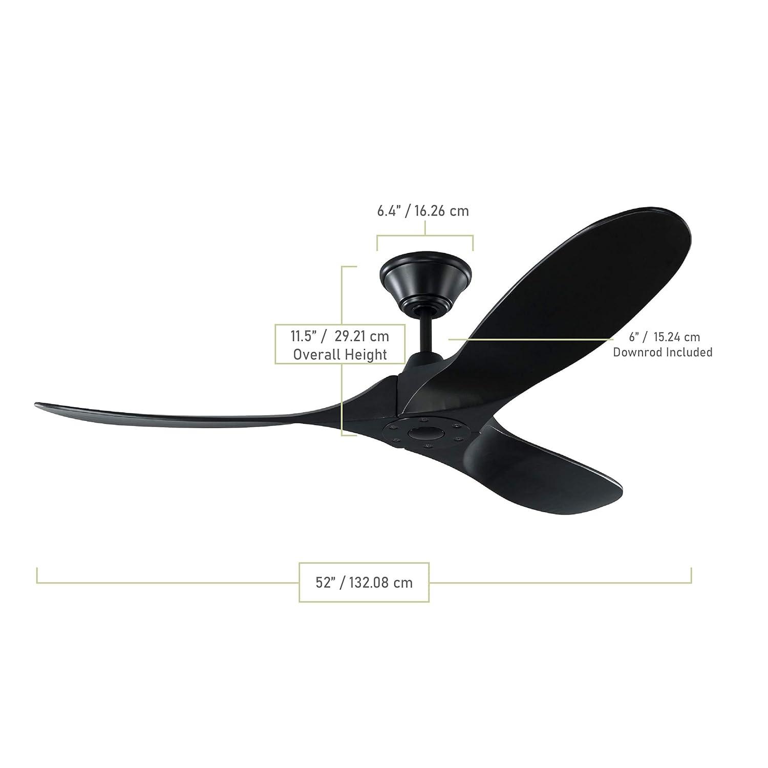 Matte Black 52" Energy Star Outdoor Ceiling Fan with Remote