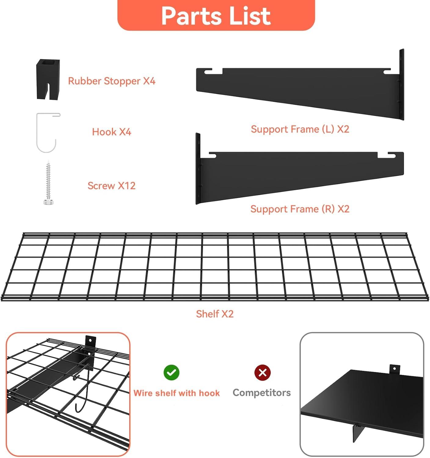Hyloft HyLoft Steel Wall Garage Storage Shelves, Pack of 2-Shelves (Set of 2)