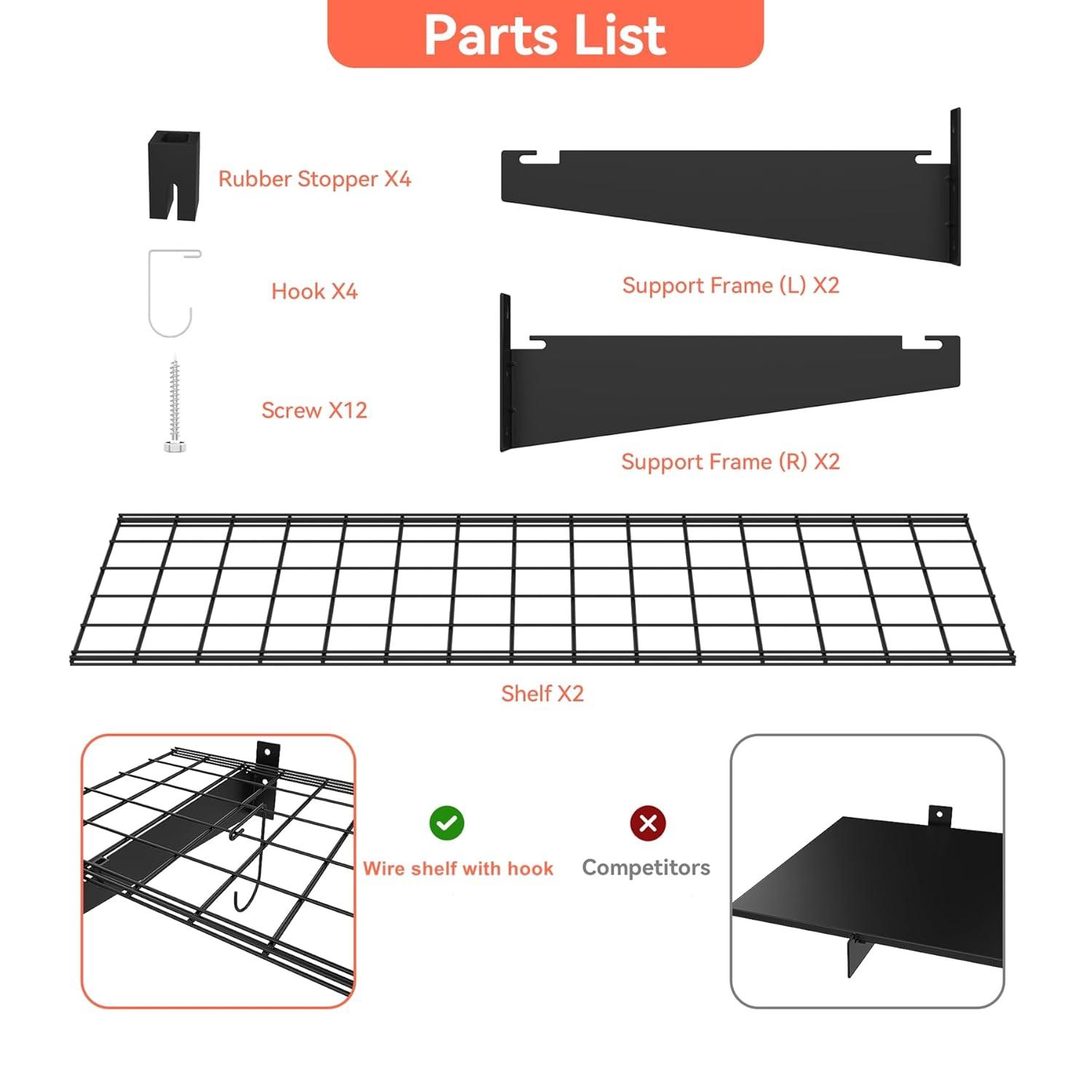 Hyloft HyLoft Steel Wall Garage Storage Shelves, Pack of 2-Shelves (Set of 2)