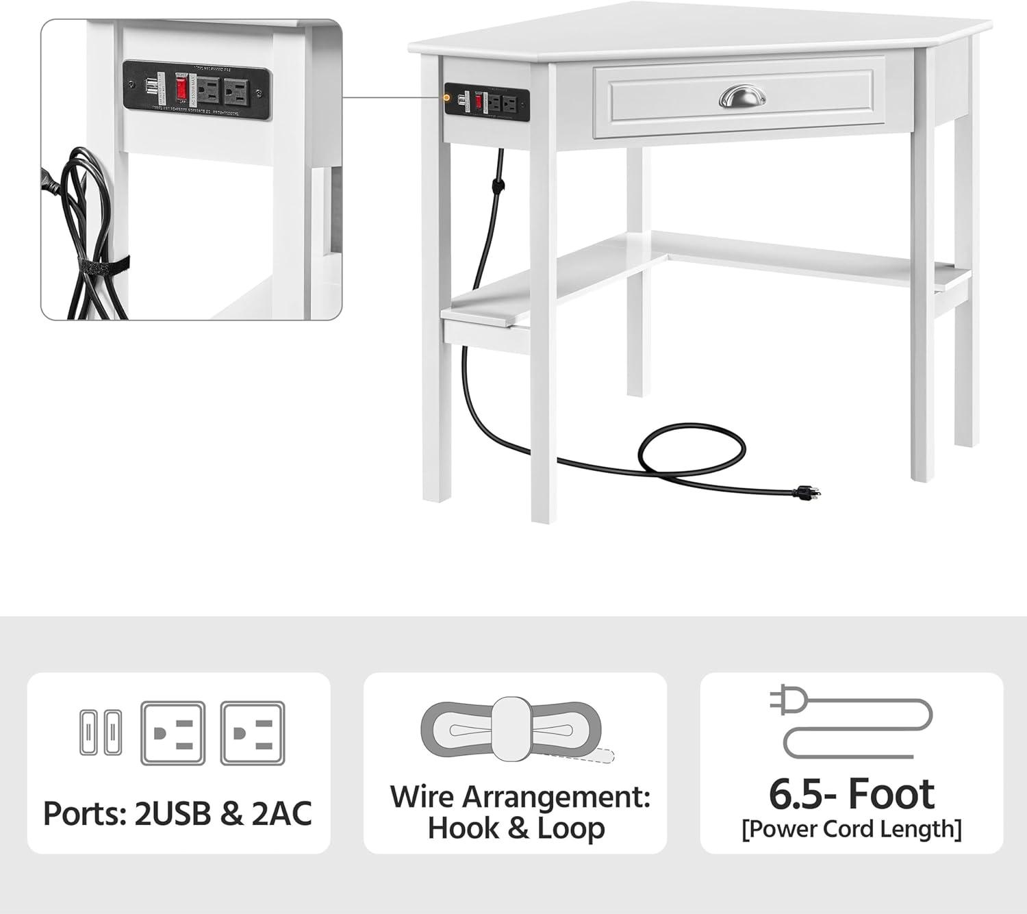 Yaheetech Corner Computer Desk Workstation with Power Outlet