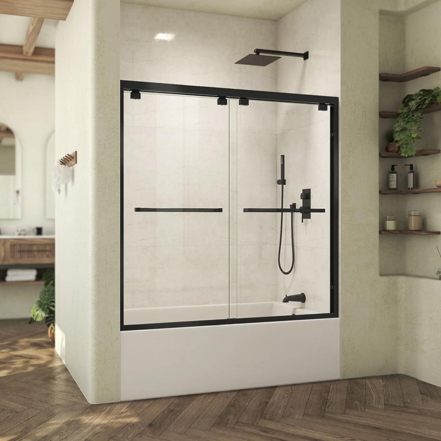 DreamLine DreamLine Abbey 56 - 60 in. W x 58 in. H Semi-Frameless Bypass Tub Door in Brushed Nickel